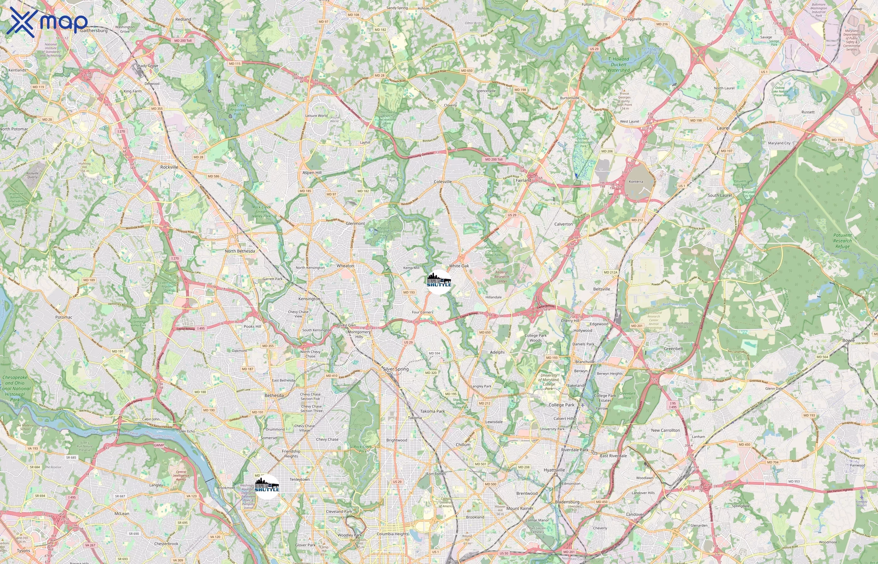 Metropolitan Shuttle area coverage