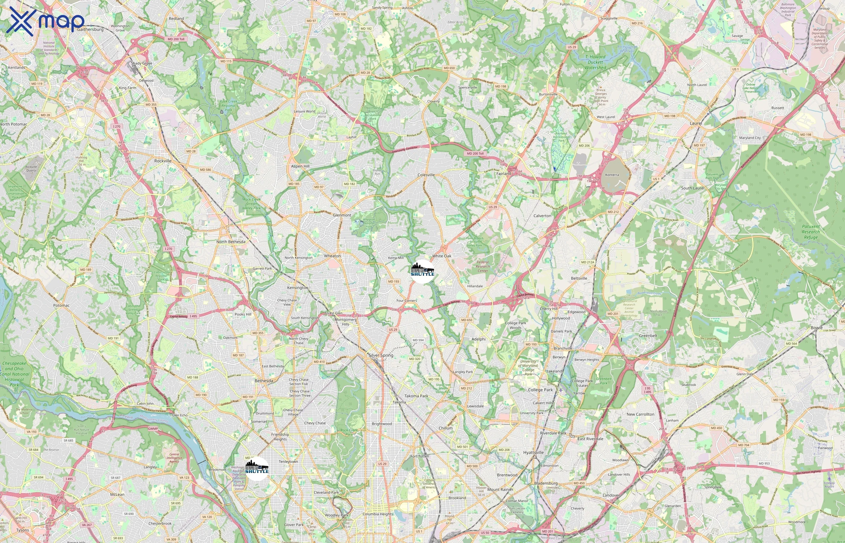 Metropolitan Shuttle area coverage