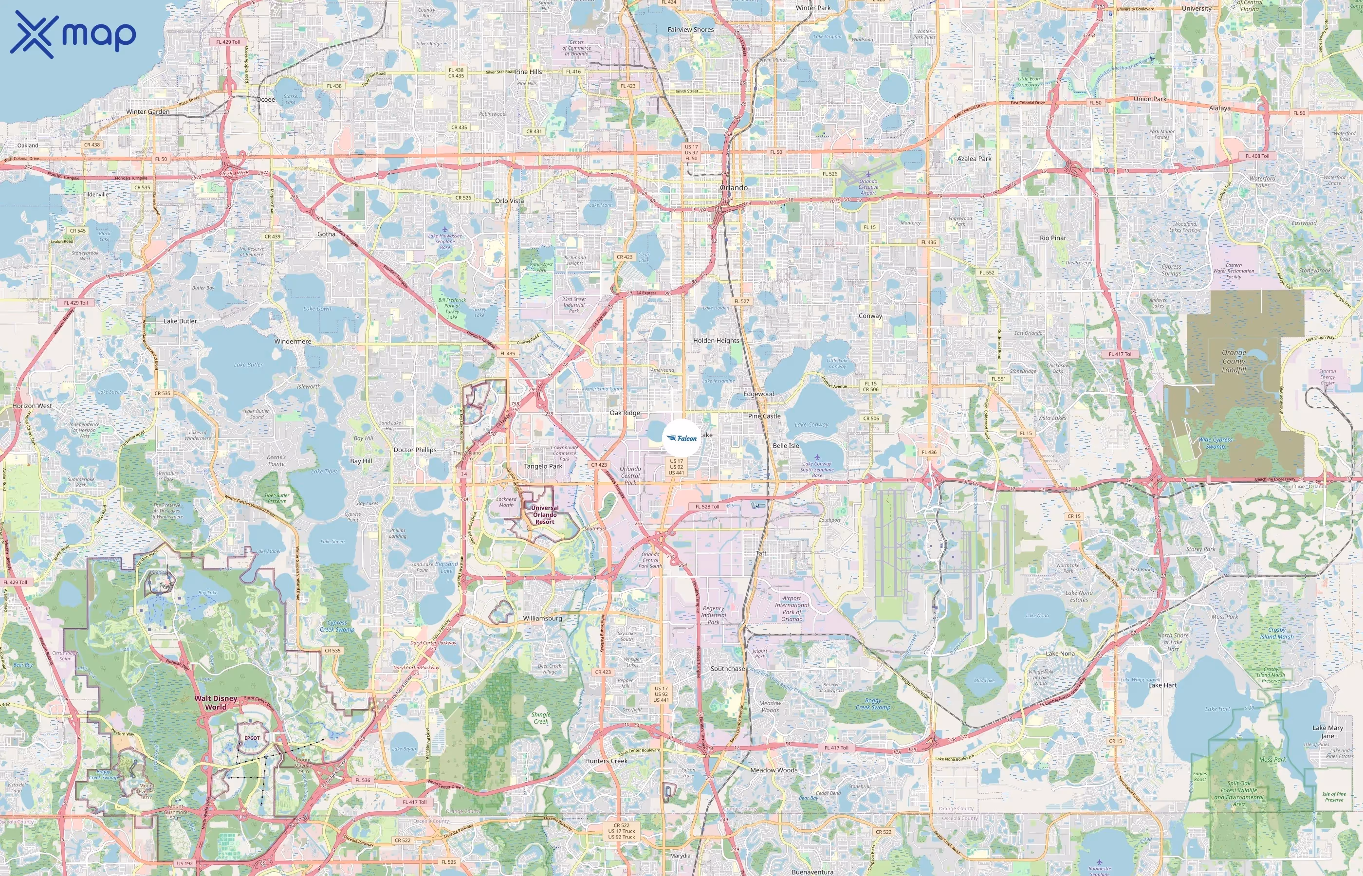 Falcon Charter Bus area coverage