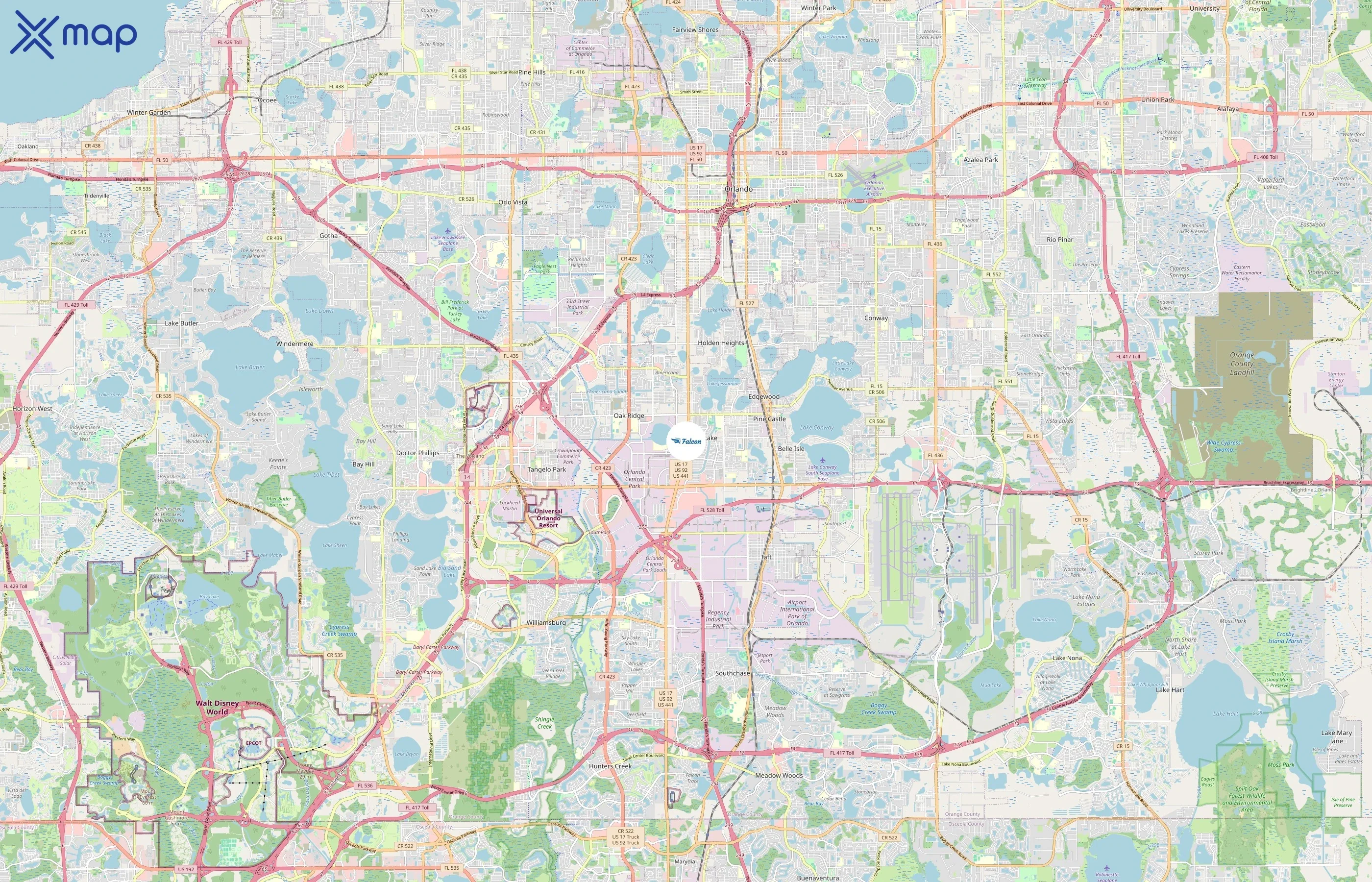 Falcon Charter Bus area coverage