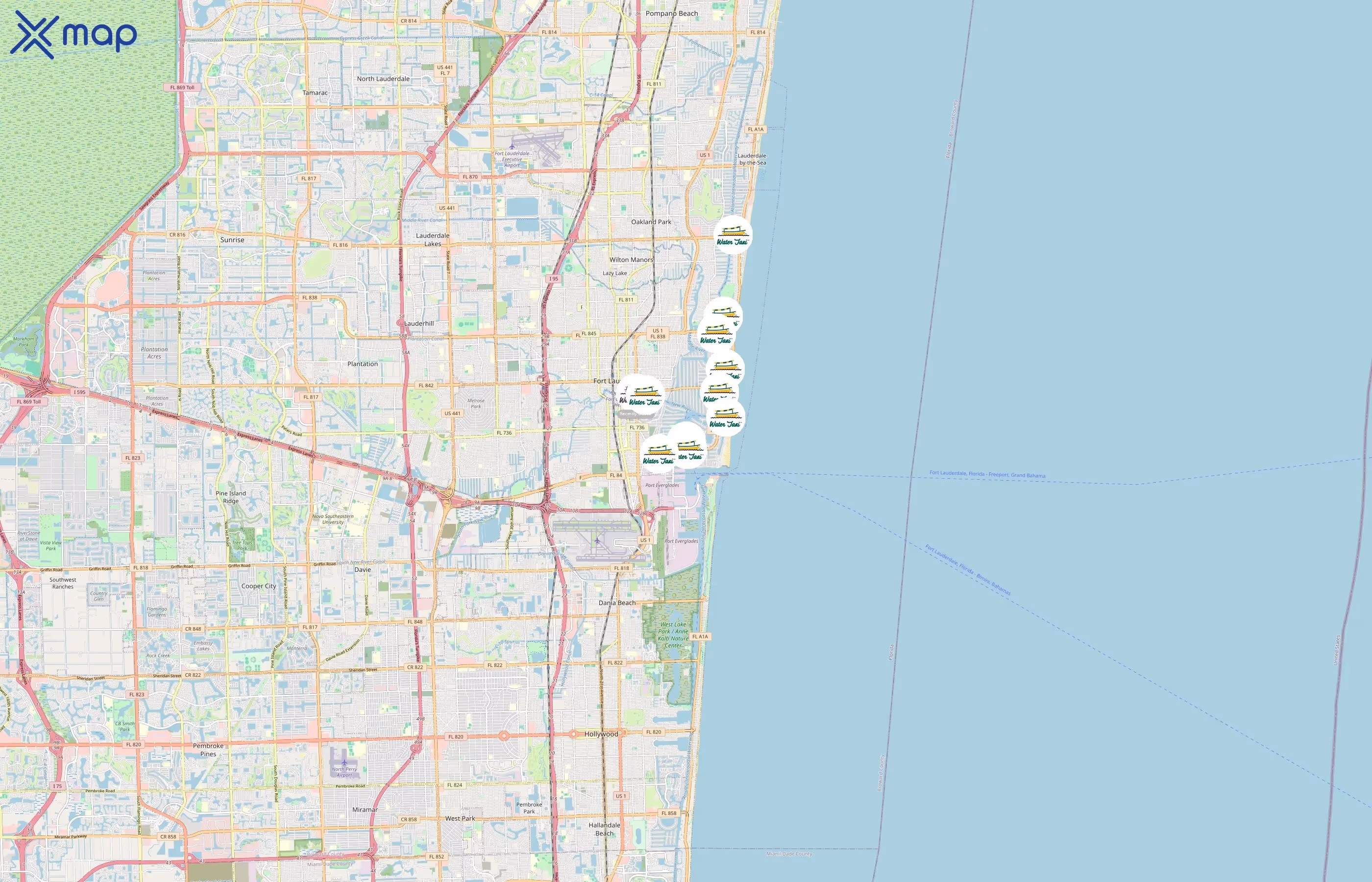 Water Taxi area coverage