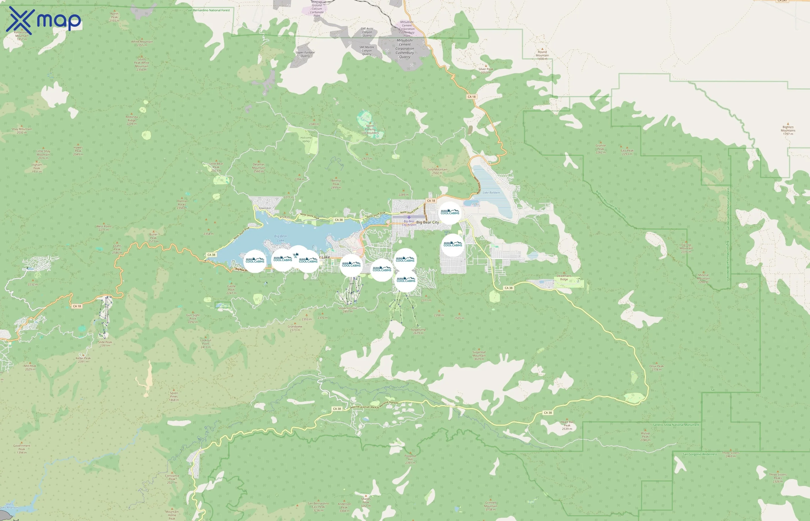 Big Bear Cool Cabins area coverage