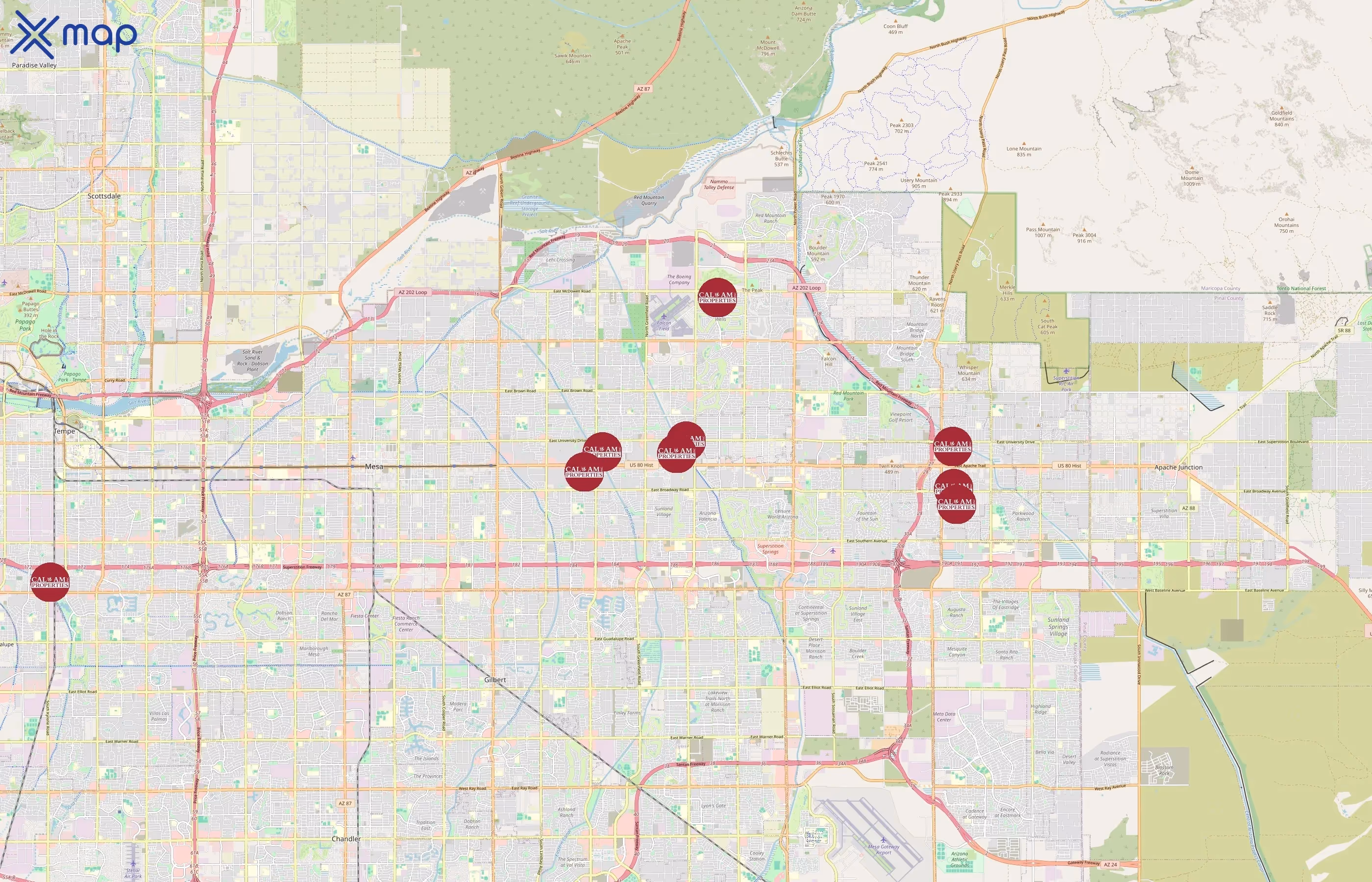 Cal-Am Properties area coverage