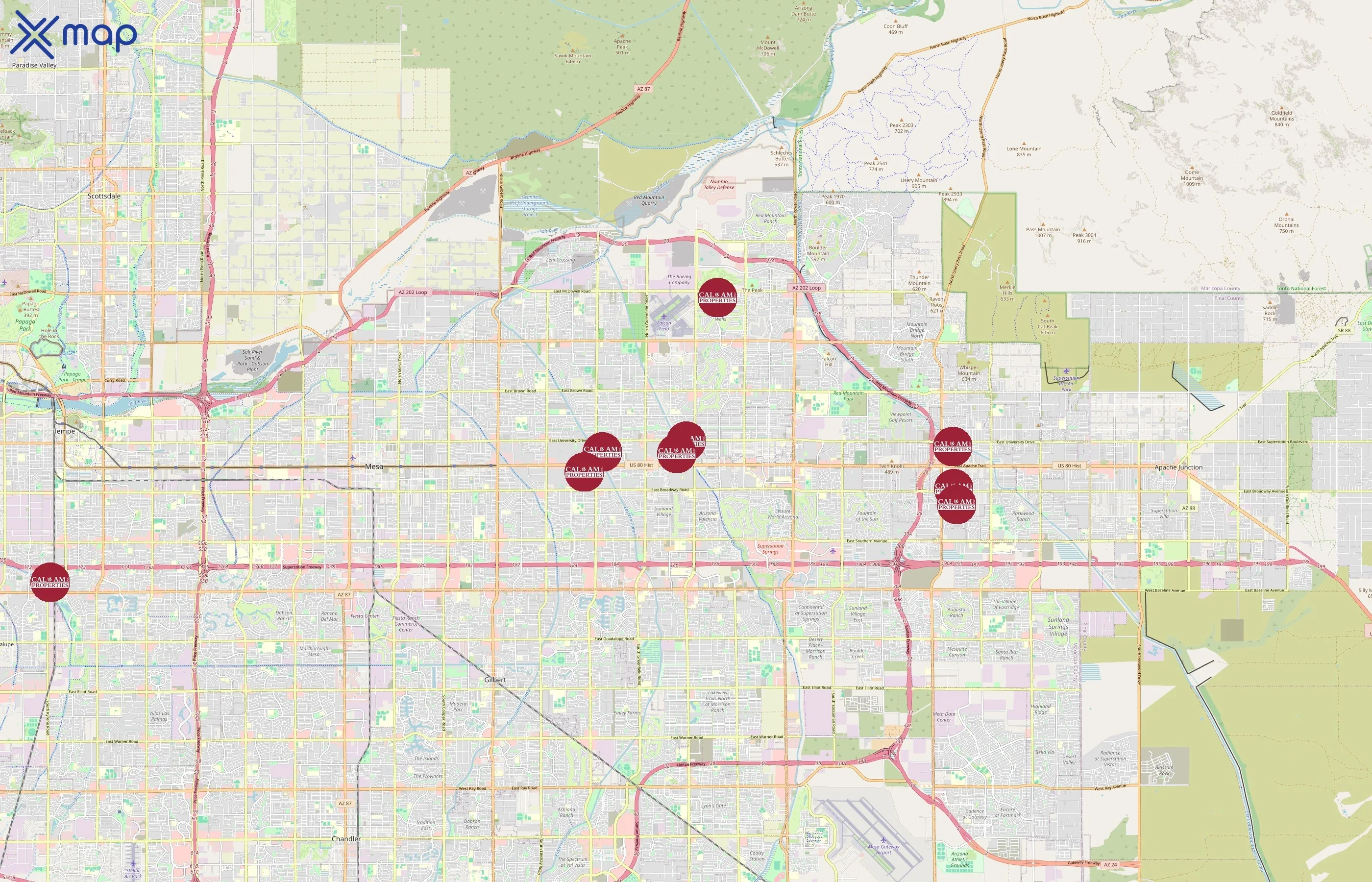 Cal-Am Properties area coverage