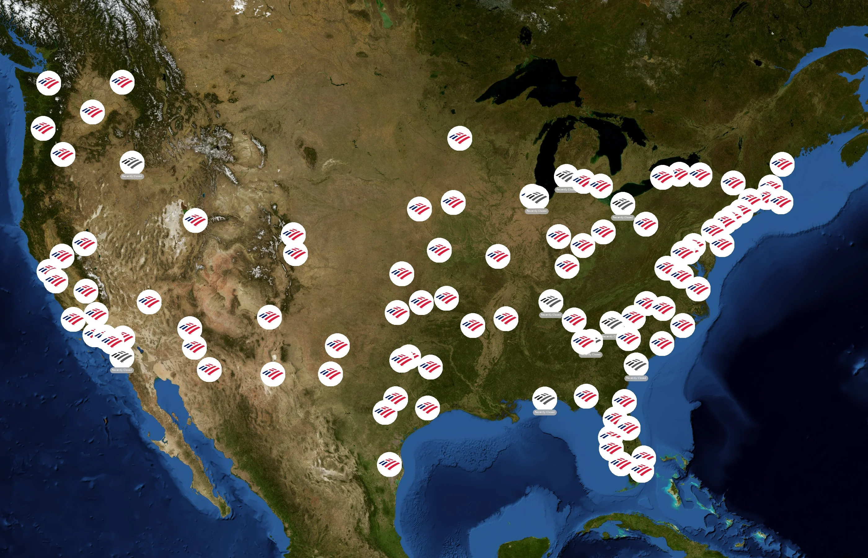 Bank of America state distribution