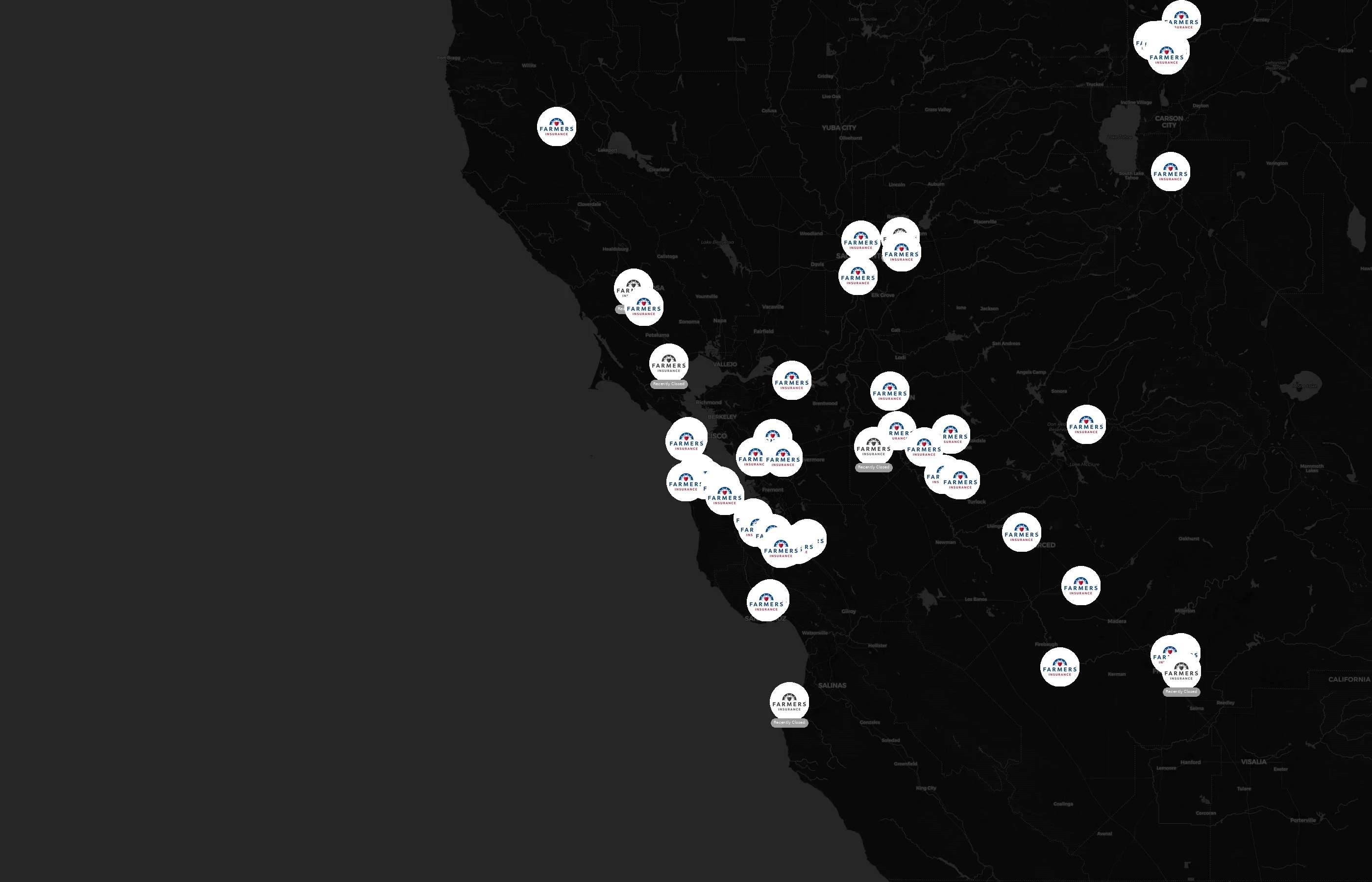 Farmers Insurance city distribution