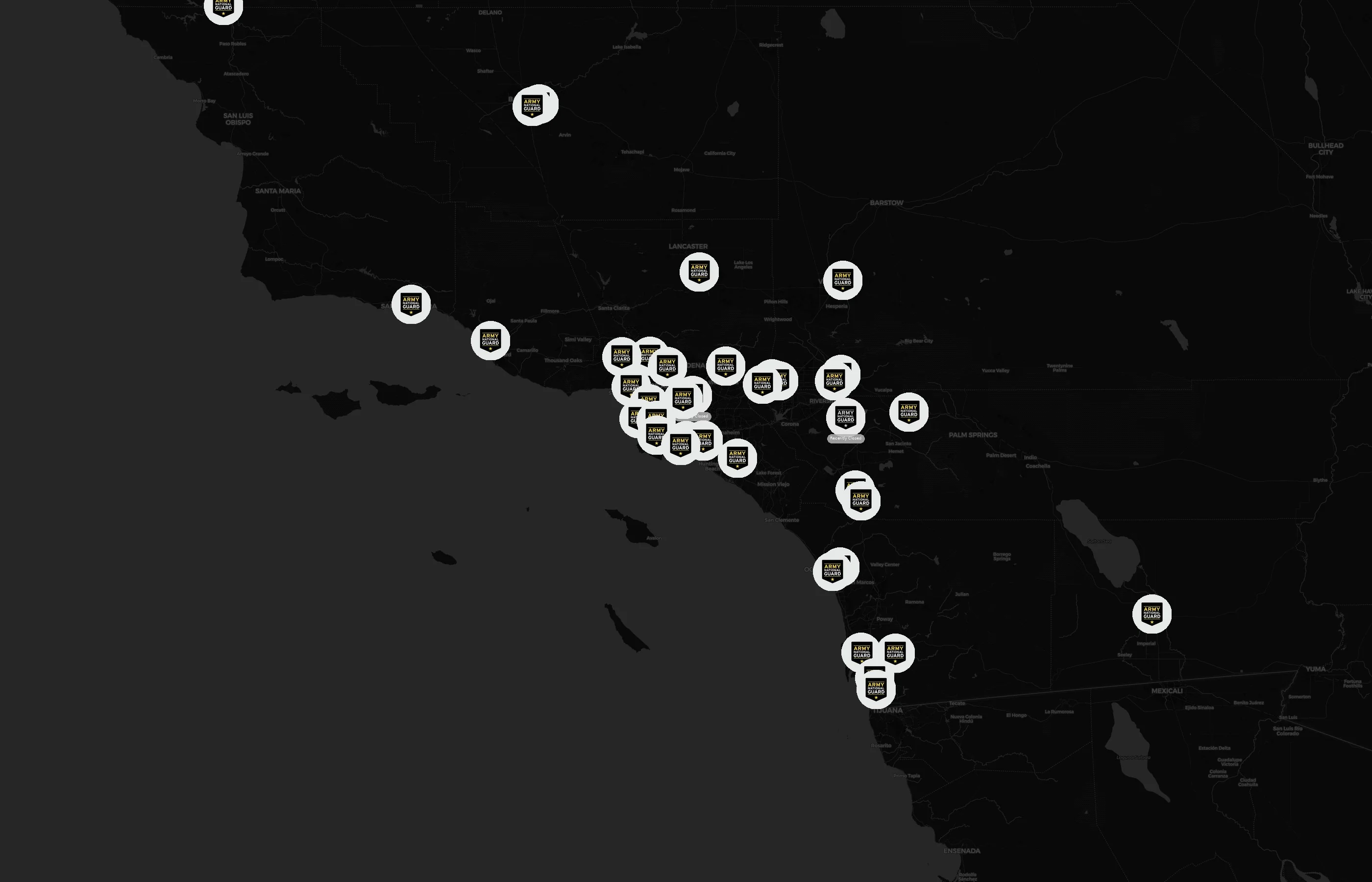 Army National Guard city distribution