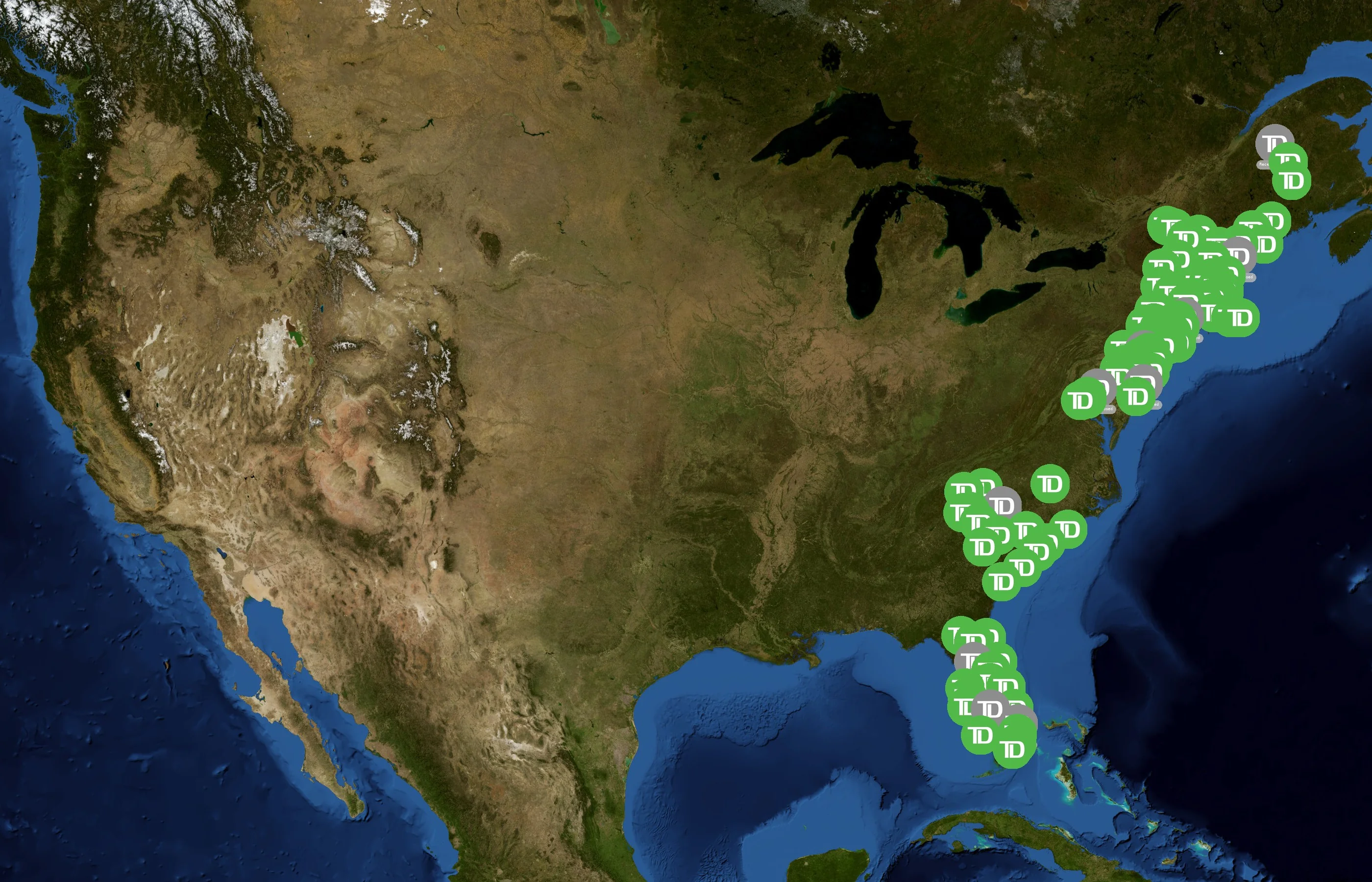 TD Bank state distribution
