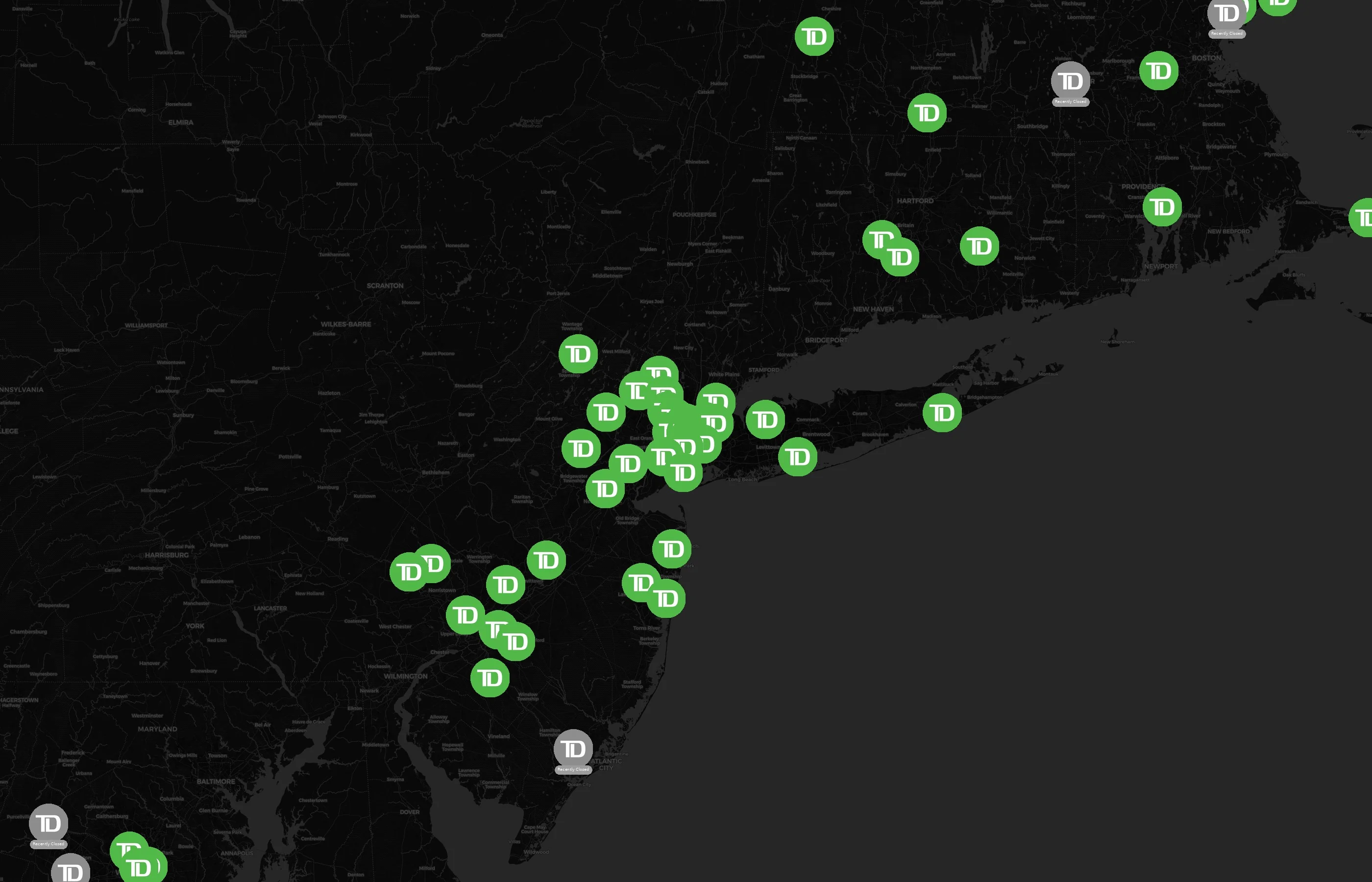 TD Bank city distribution