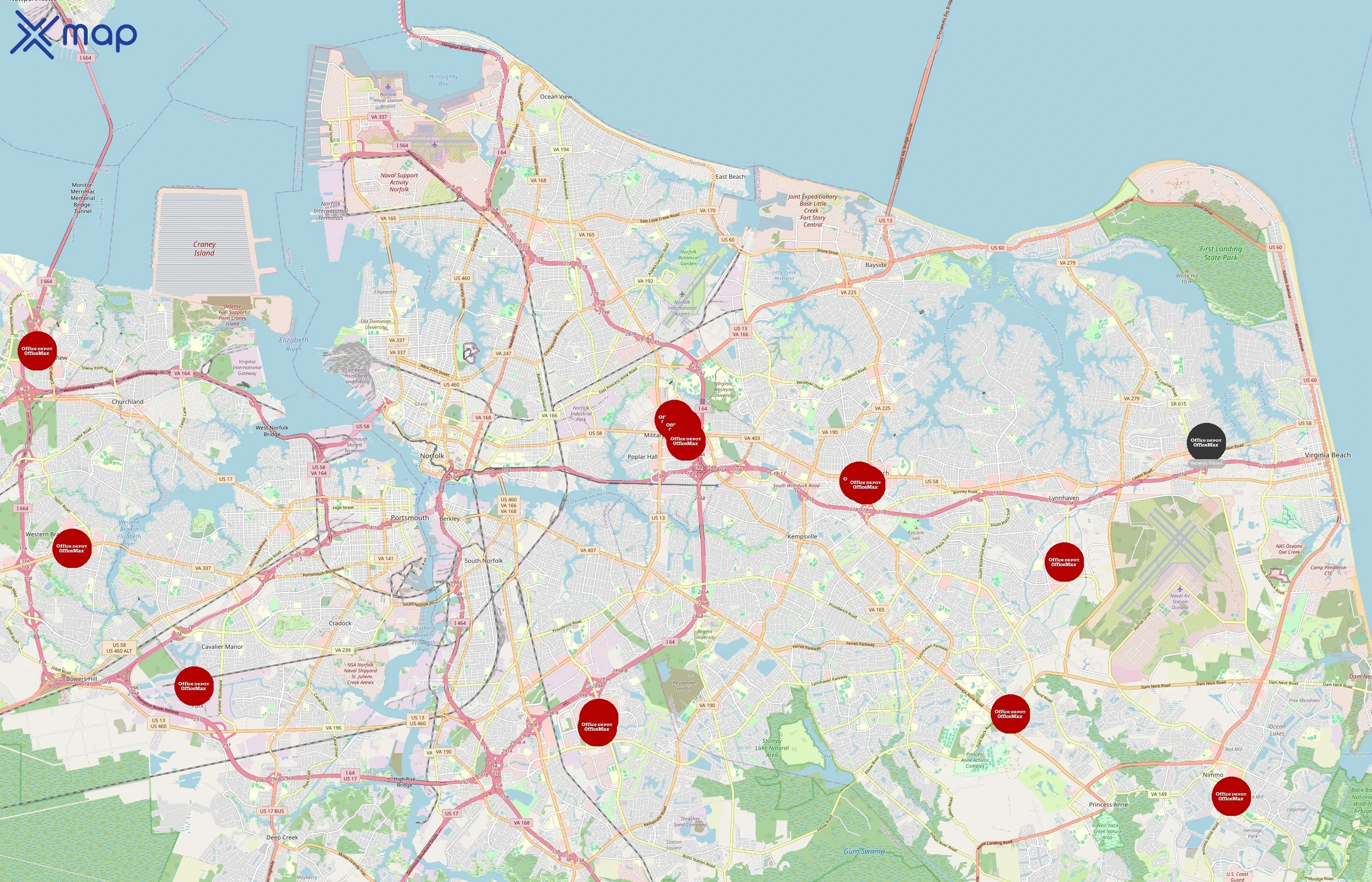 Office Depot area coverage