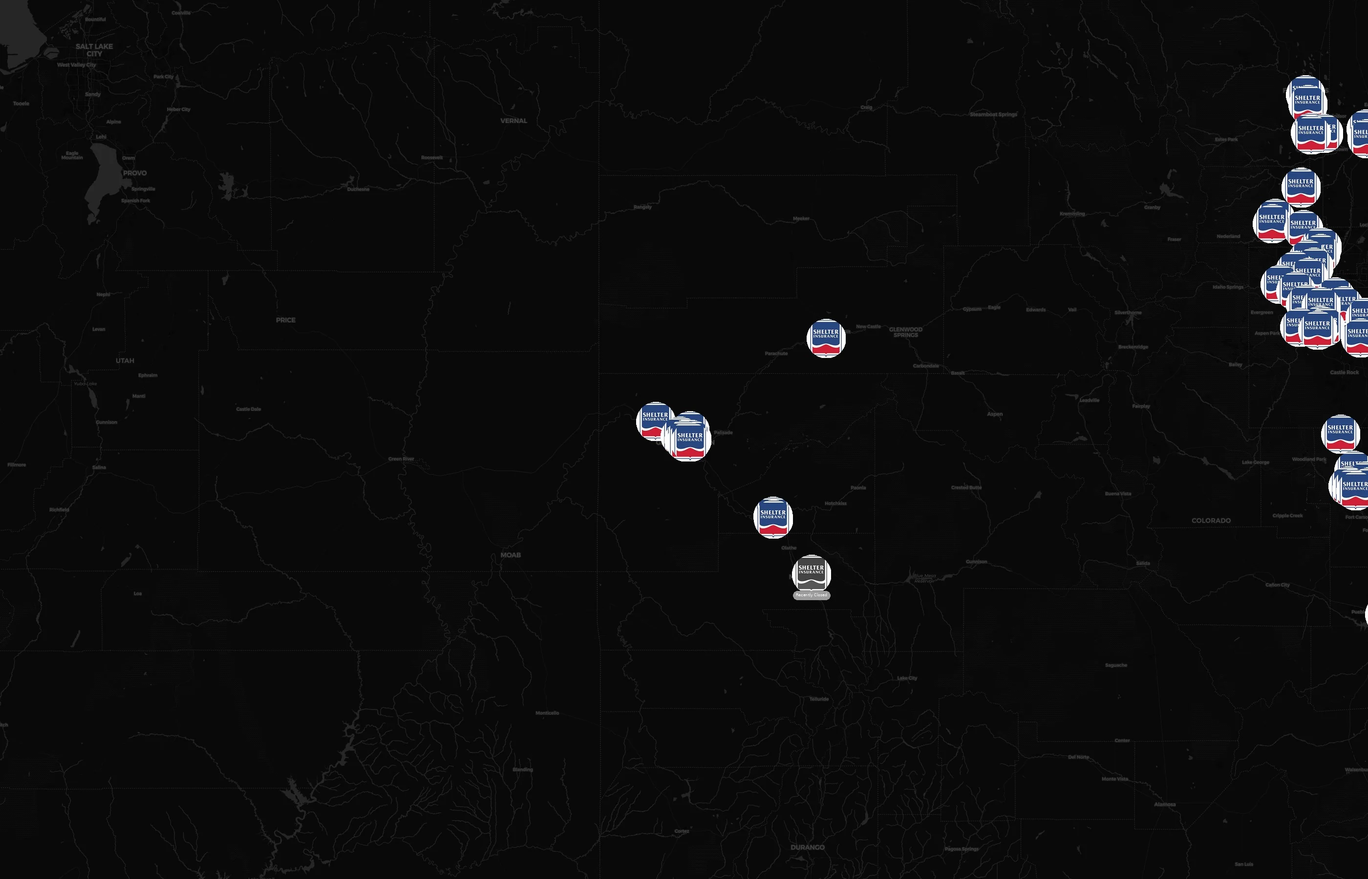Shelter Insurance city distribution