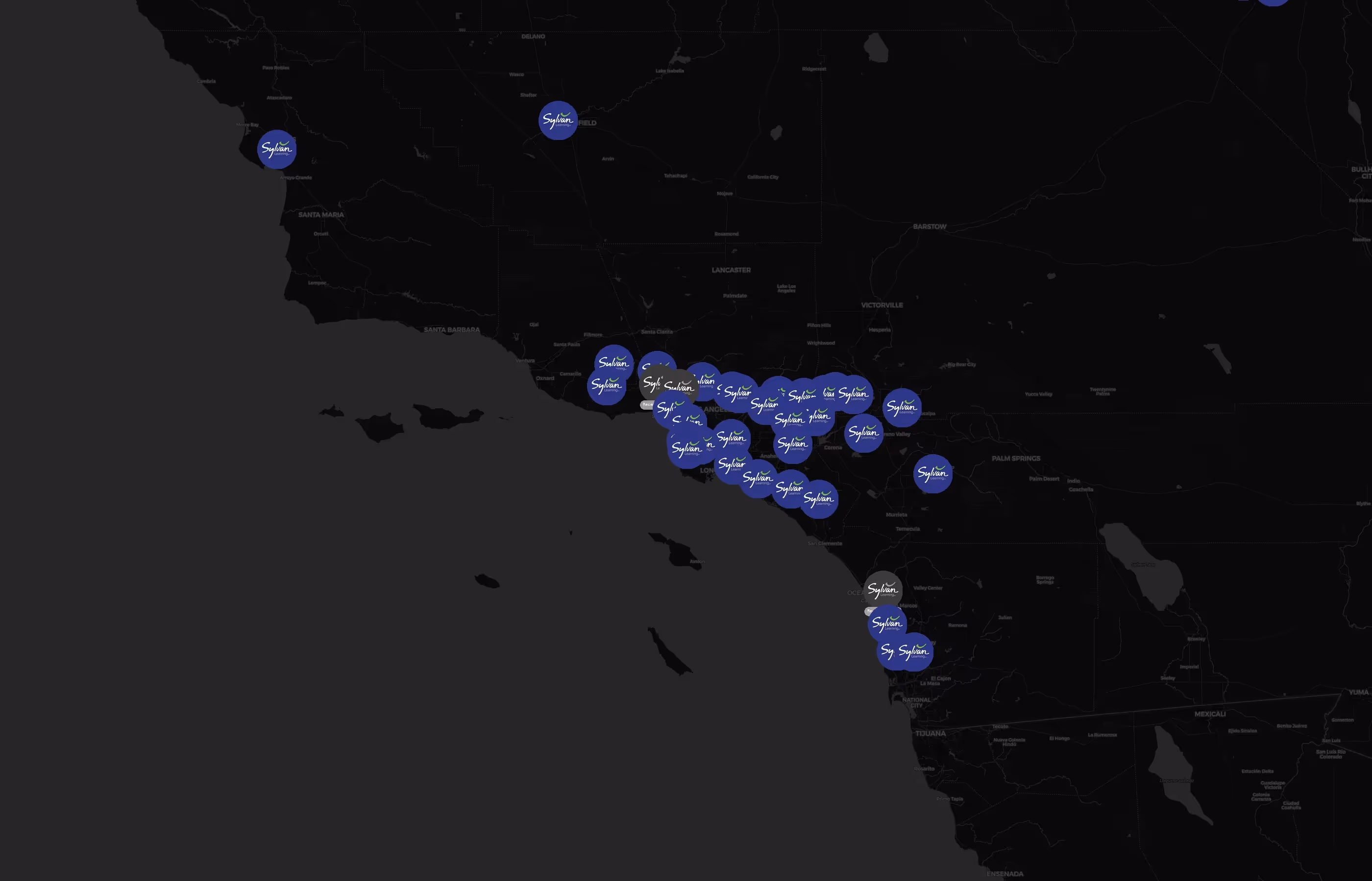 Sylvan Learning city distribution