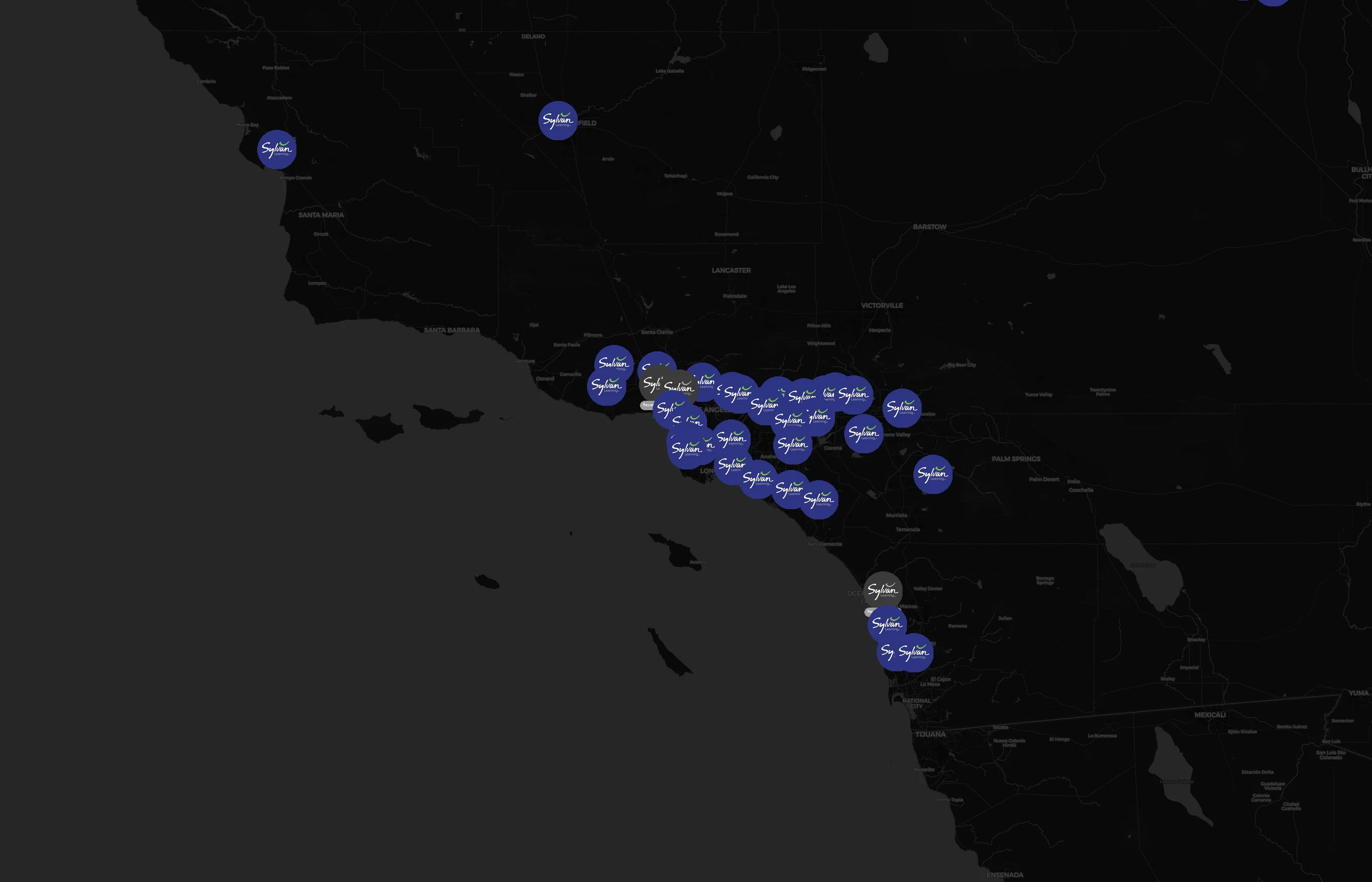 Sylvan Learning city distribution