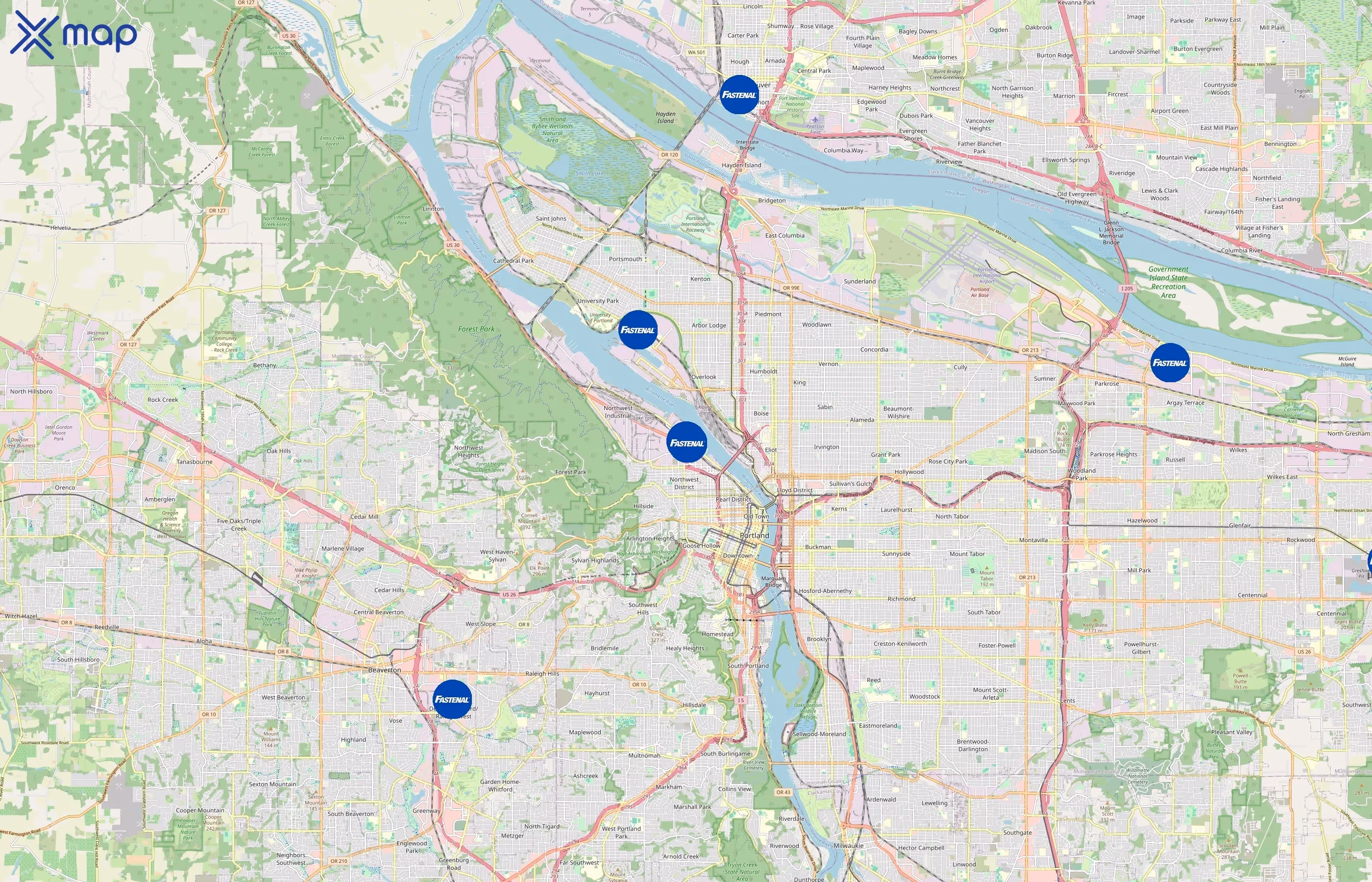 Fastenal area coverage