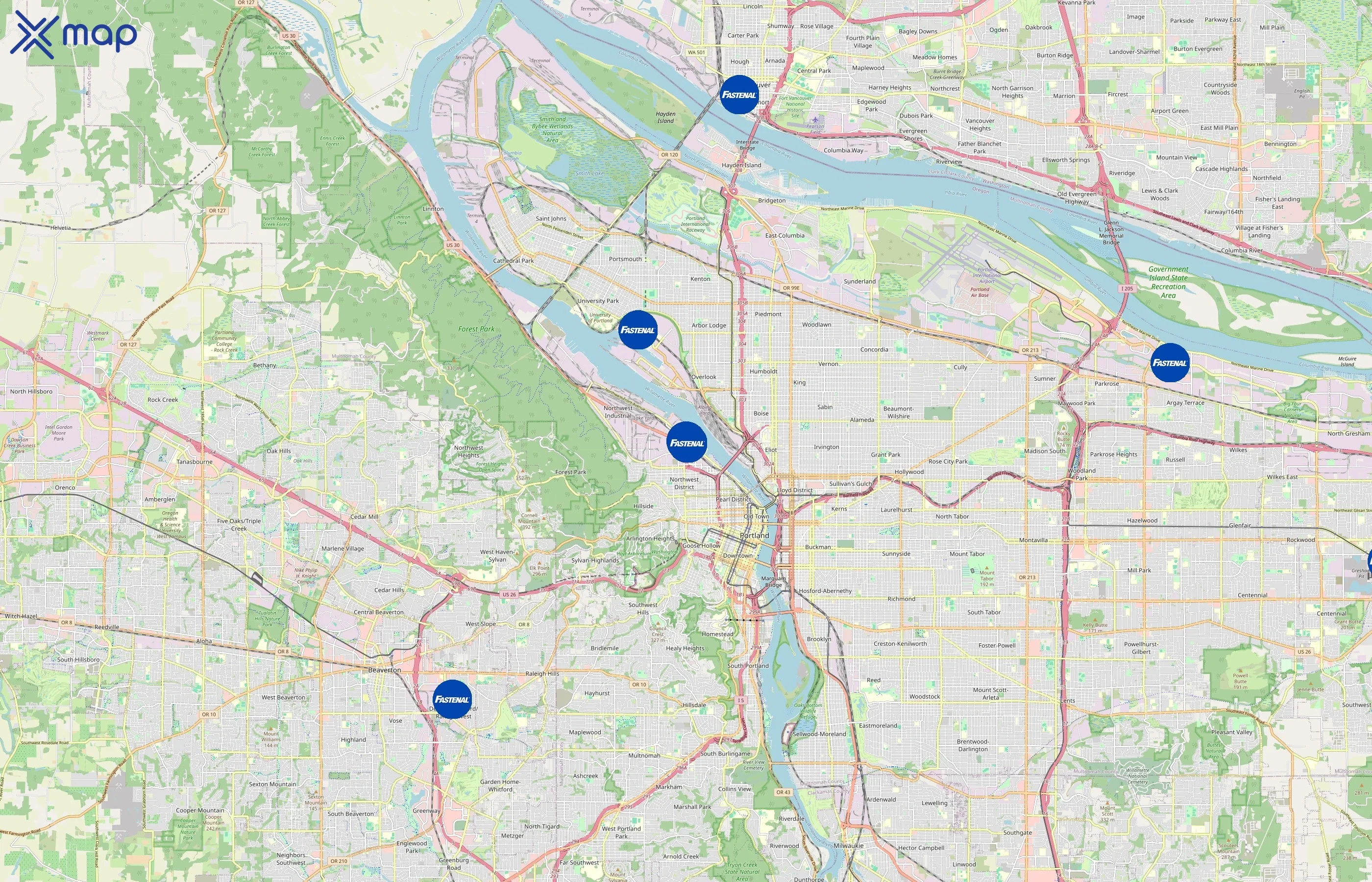 Fastenal area coverage