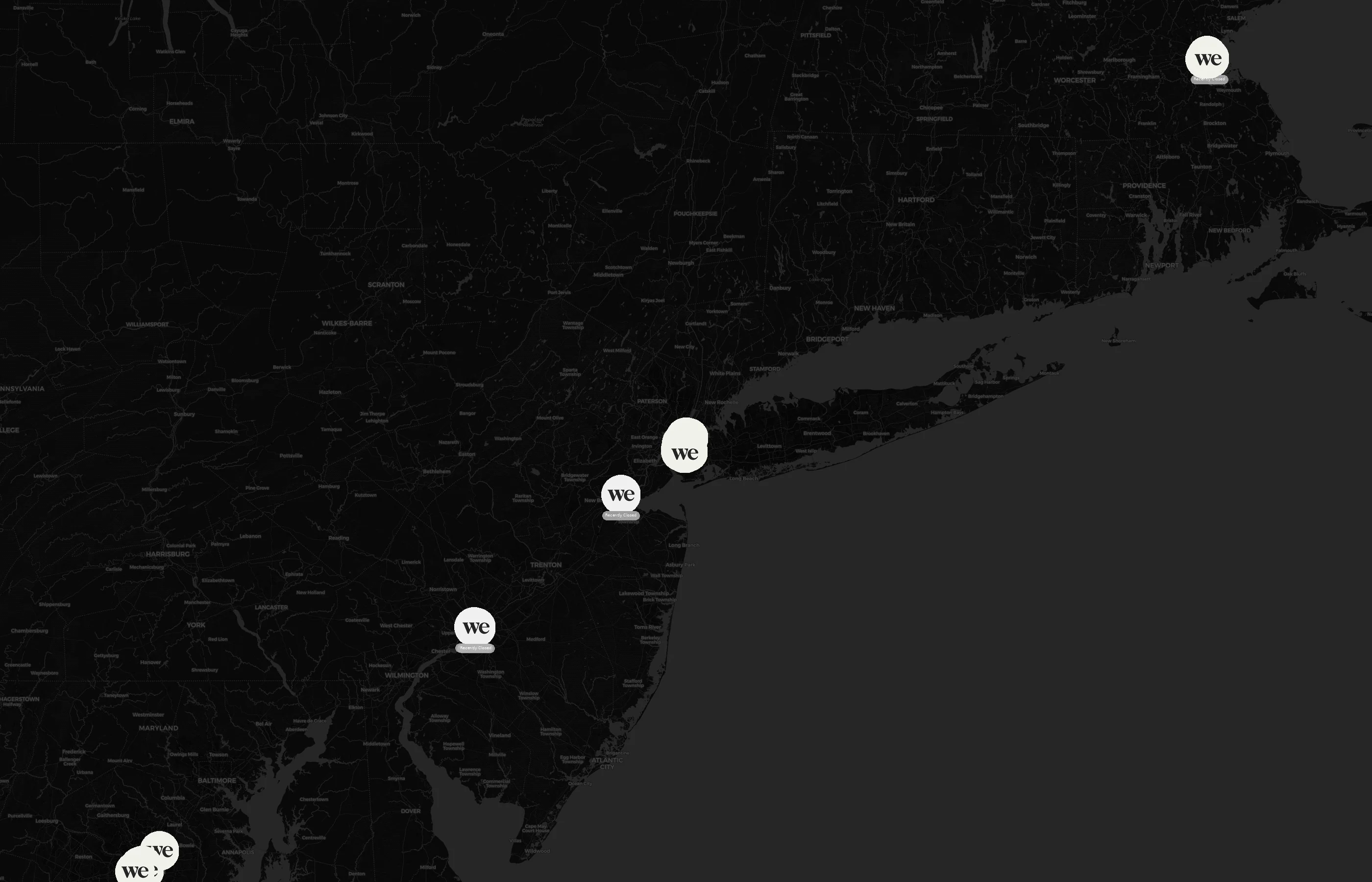 WeWork city distribution