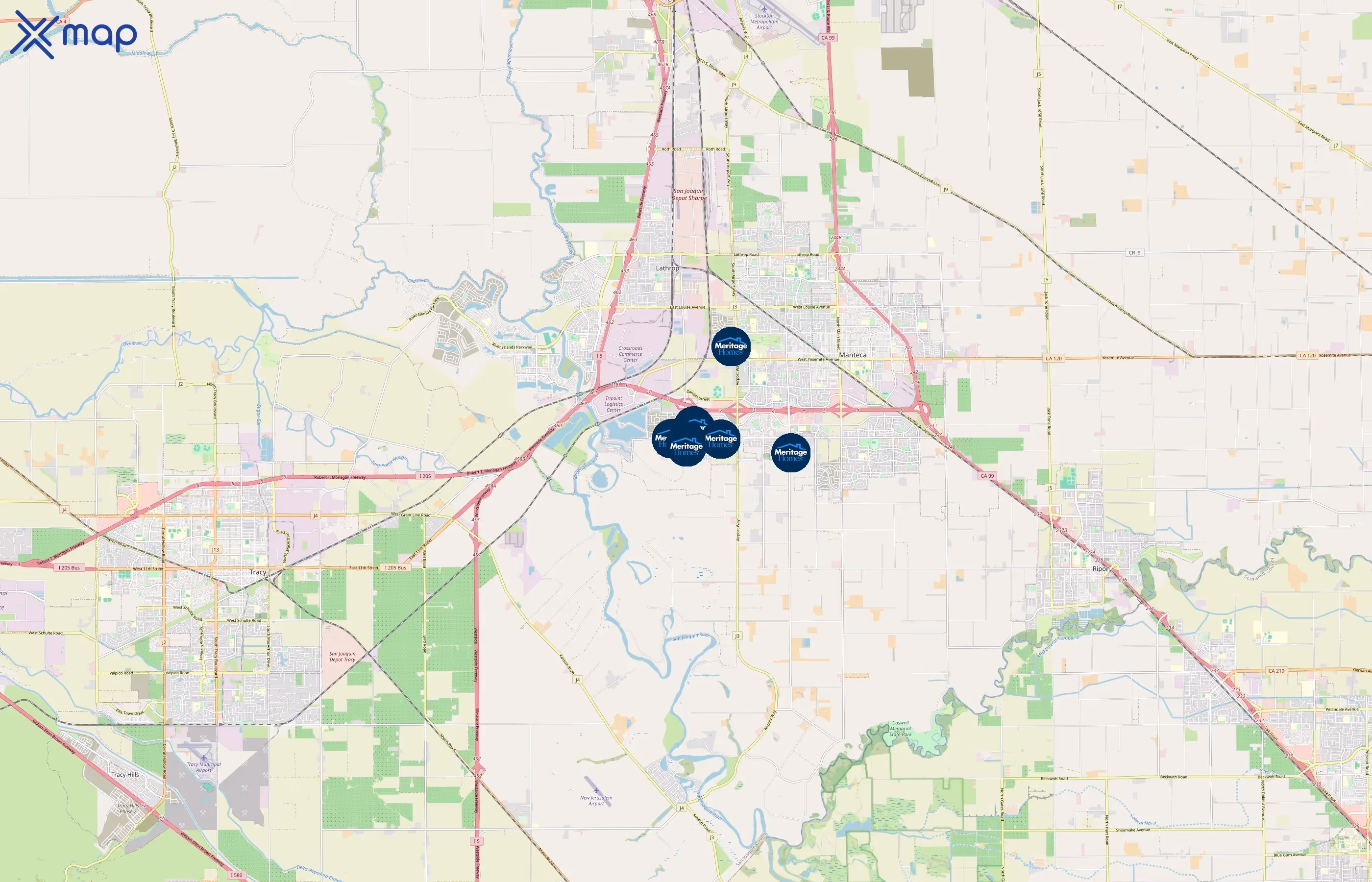 Meritage Homes area coverage