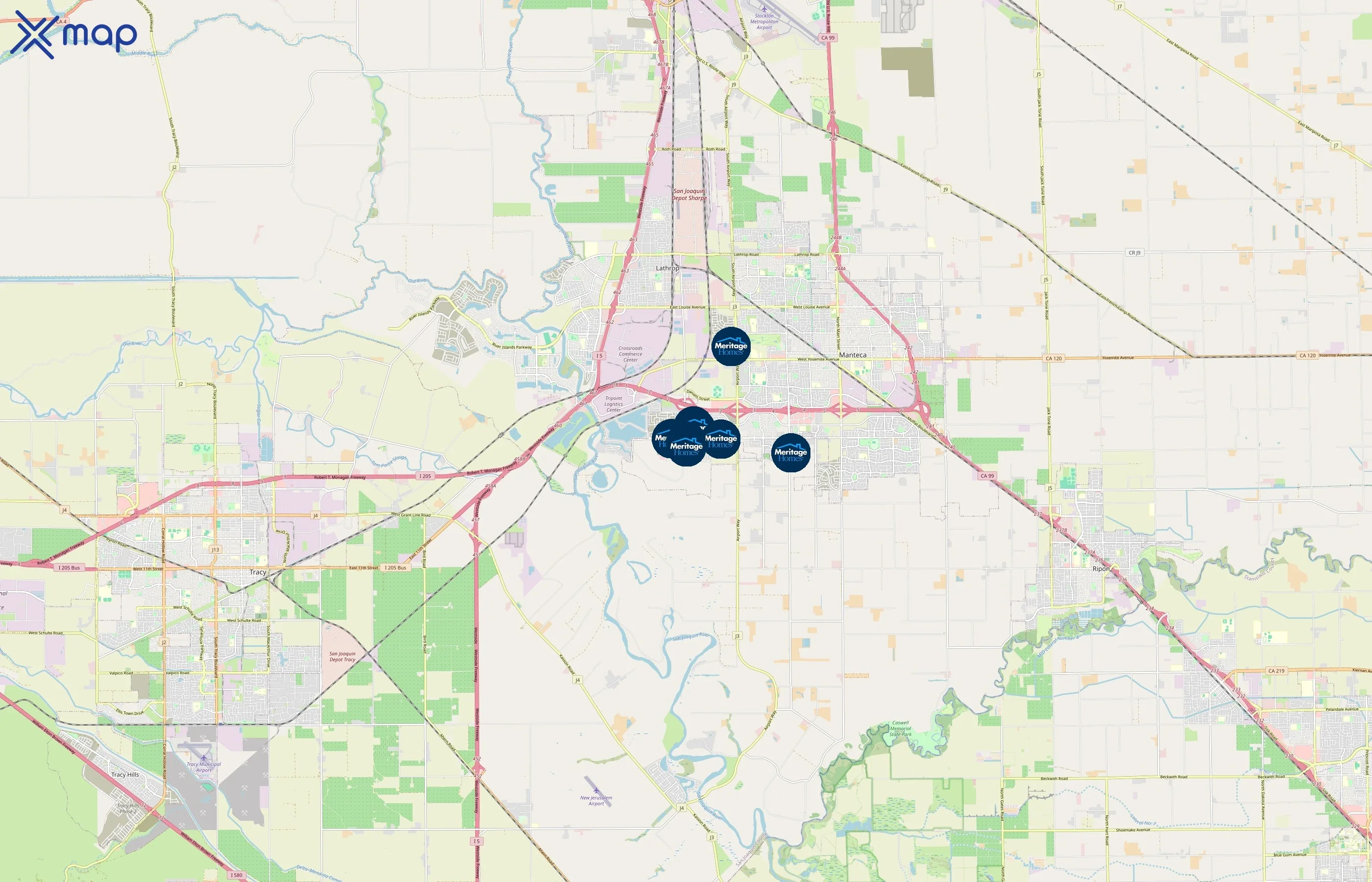 Meritage Homes area coverage