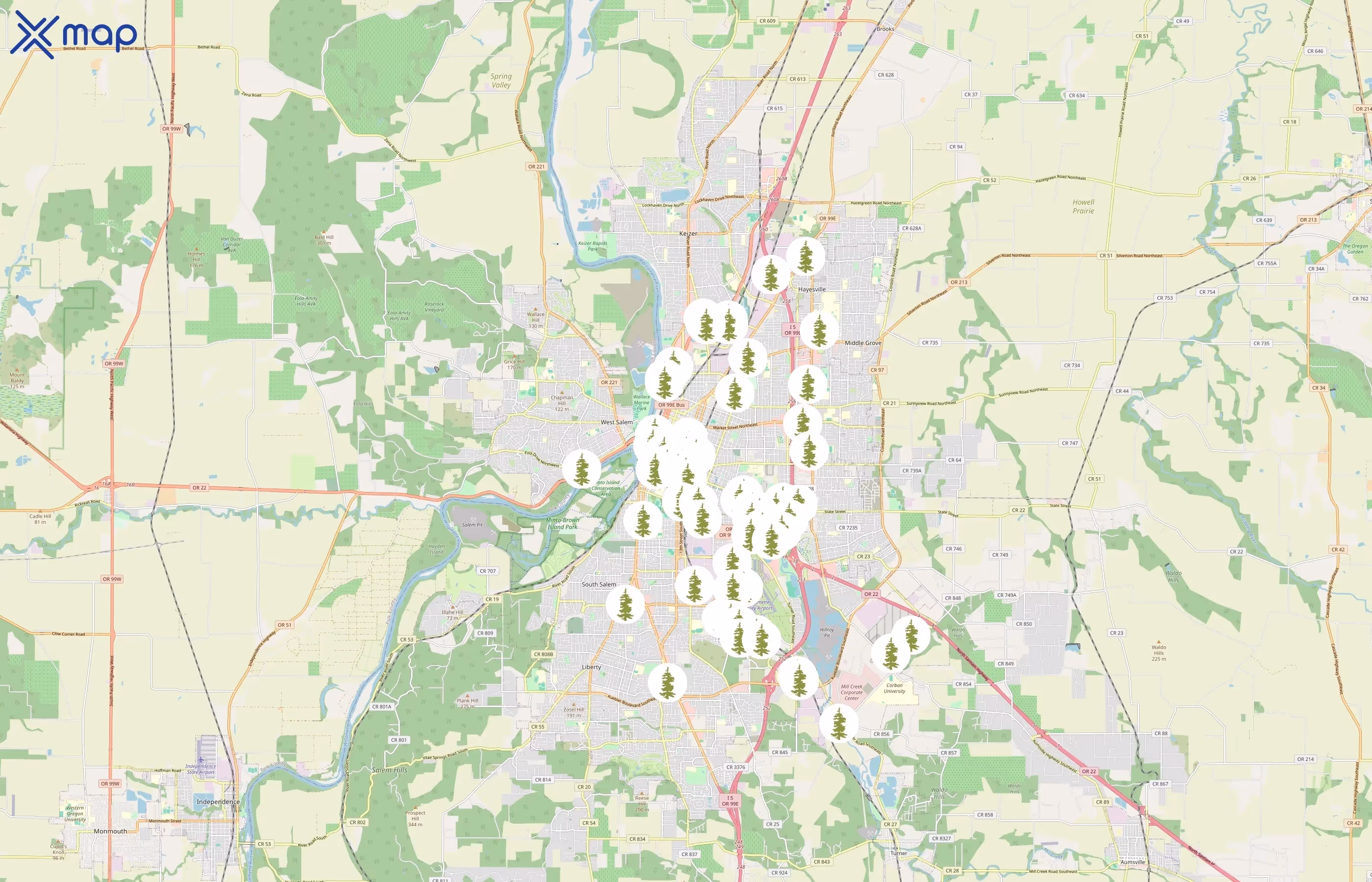 State of Oregon area coverage
