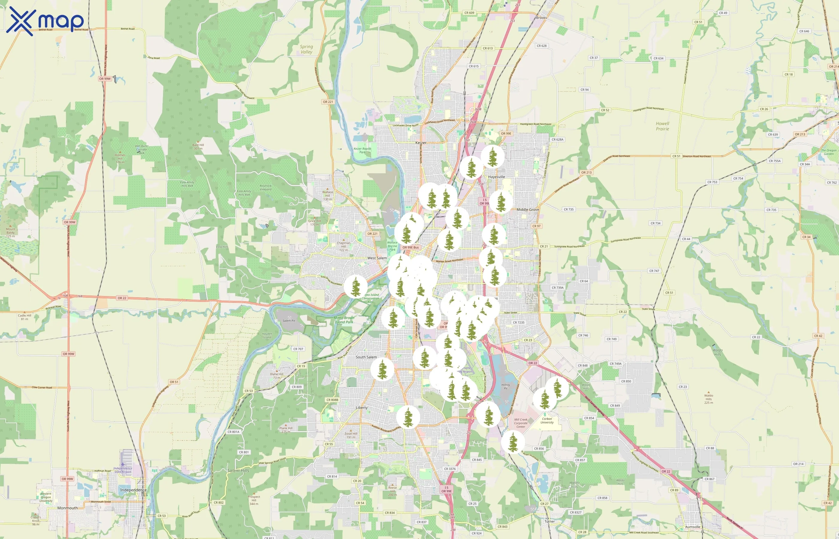 State of Oregon area coverage