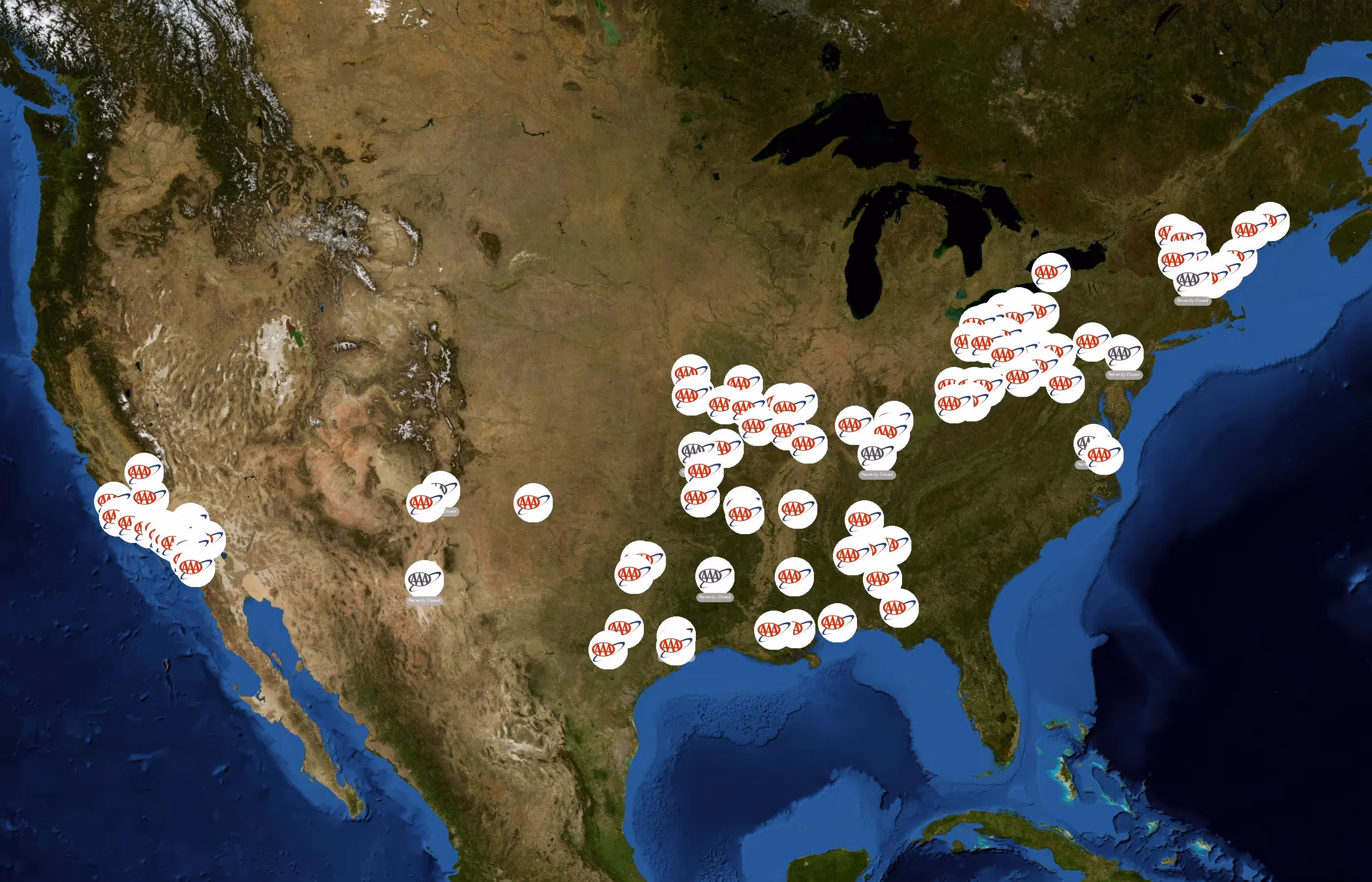 American Automobile Association state distribution