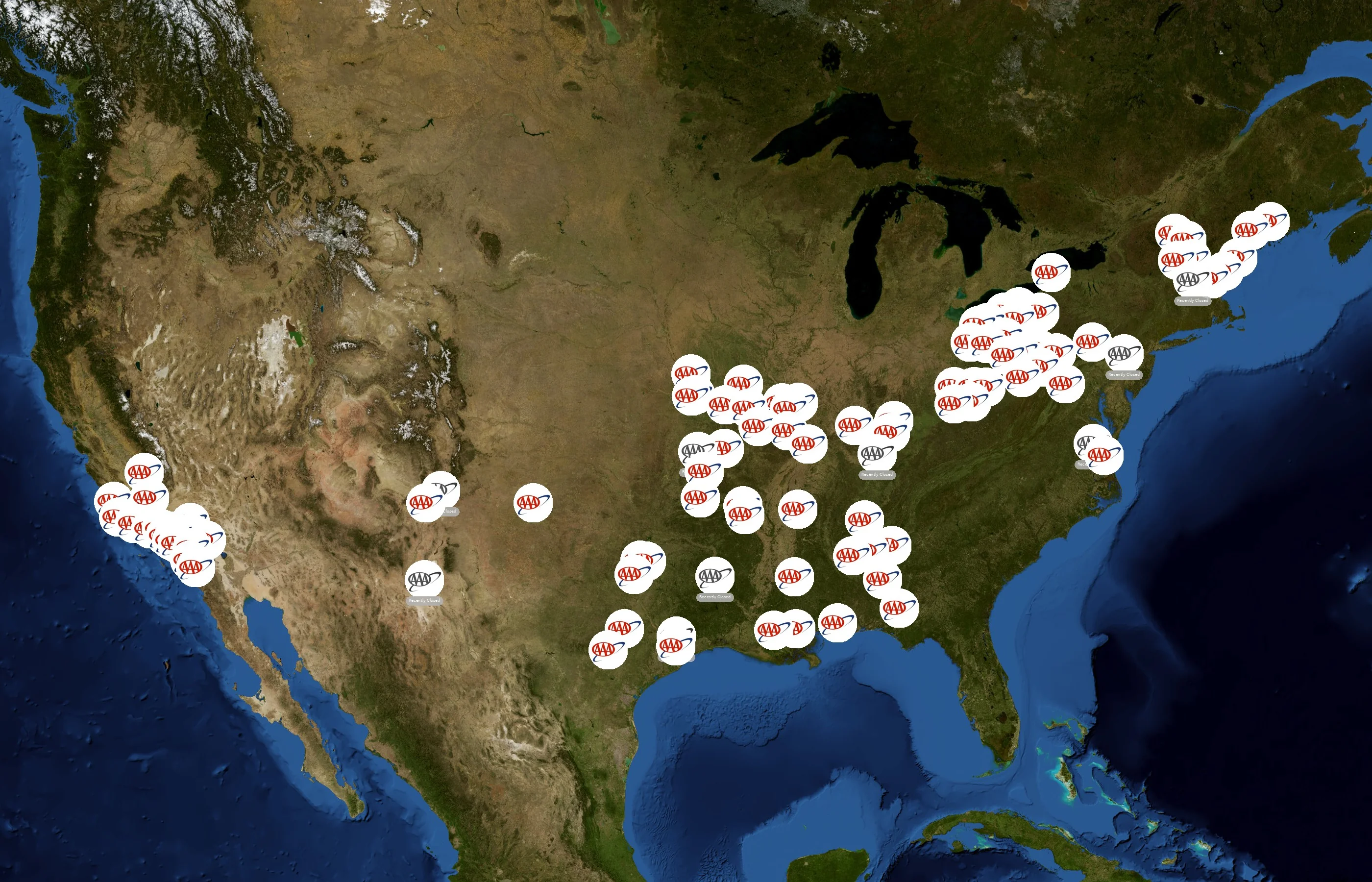 American Automobile Association state distribution