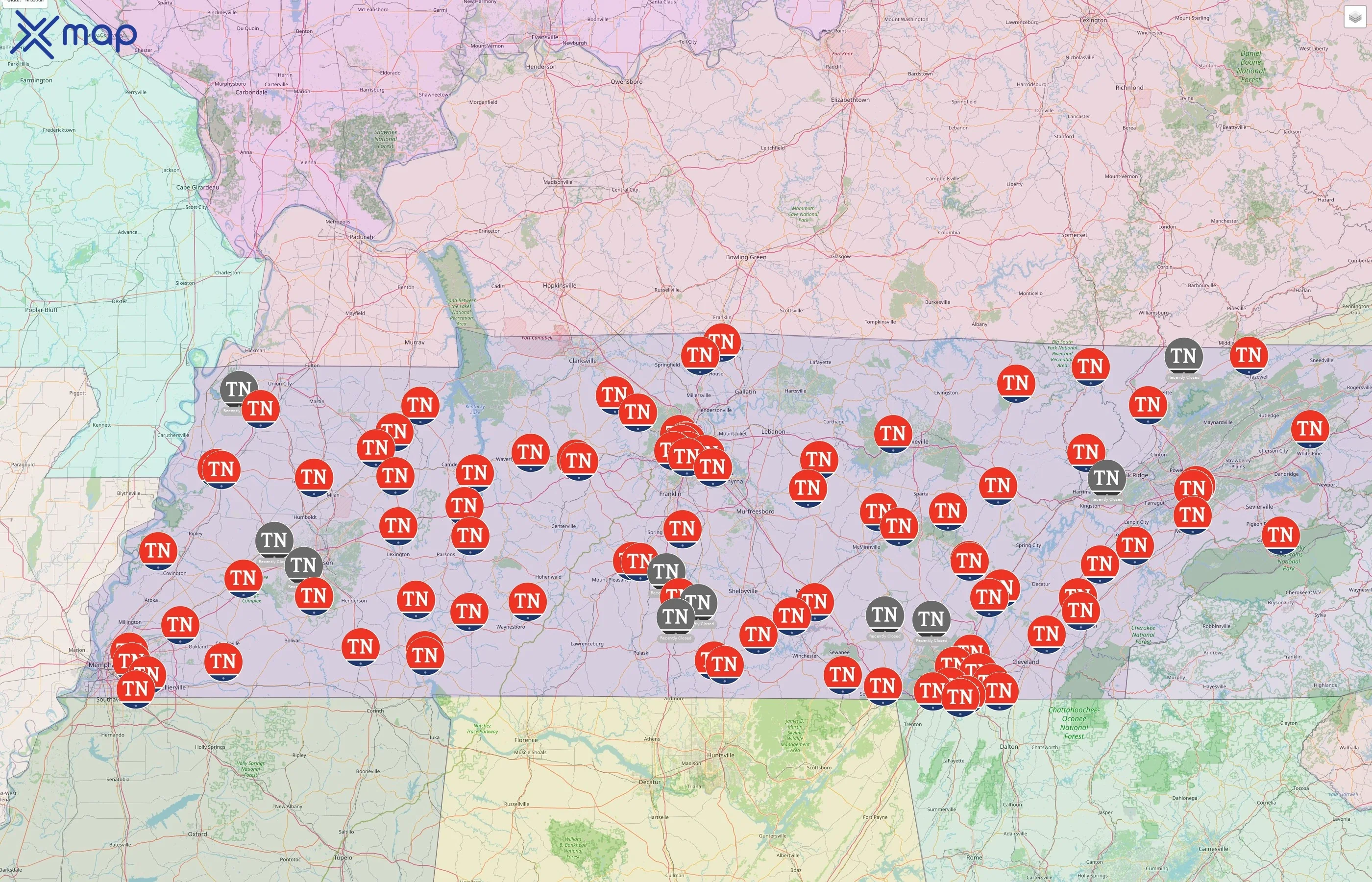 State of Tennessee street hotspots