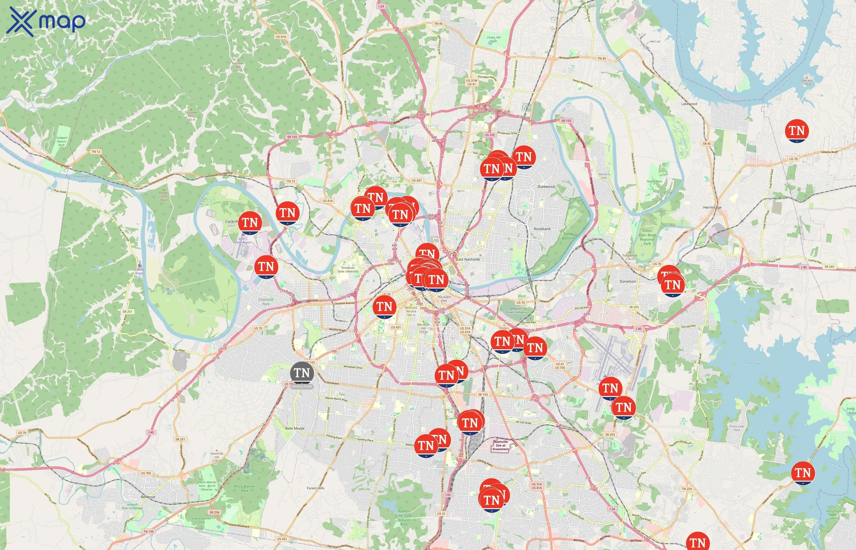 State of Tennessee area coverage