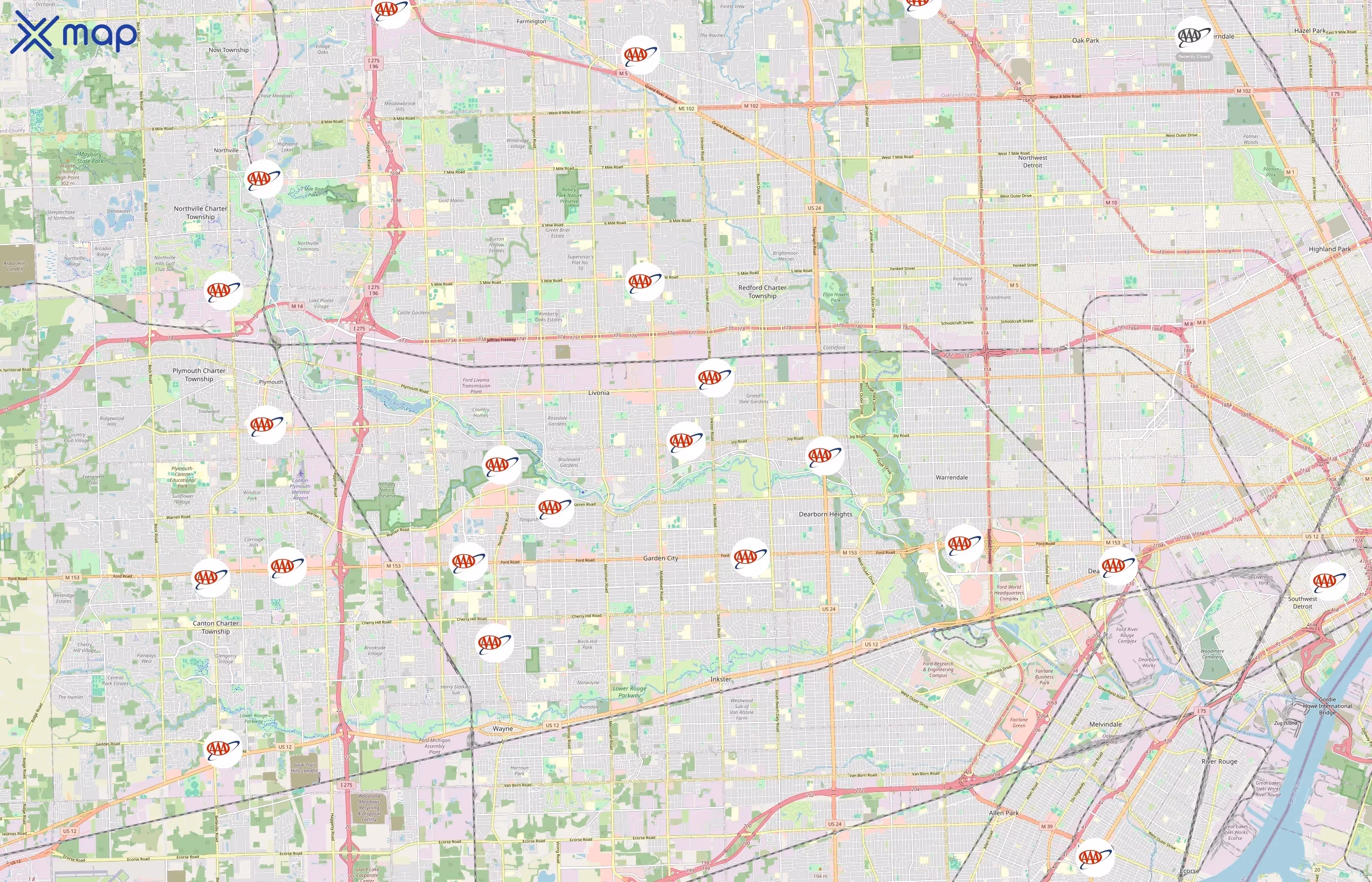 AAA area coverage