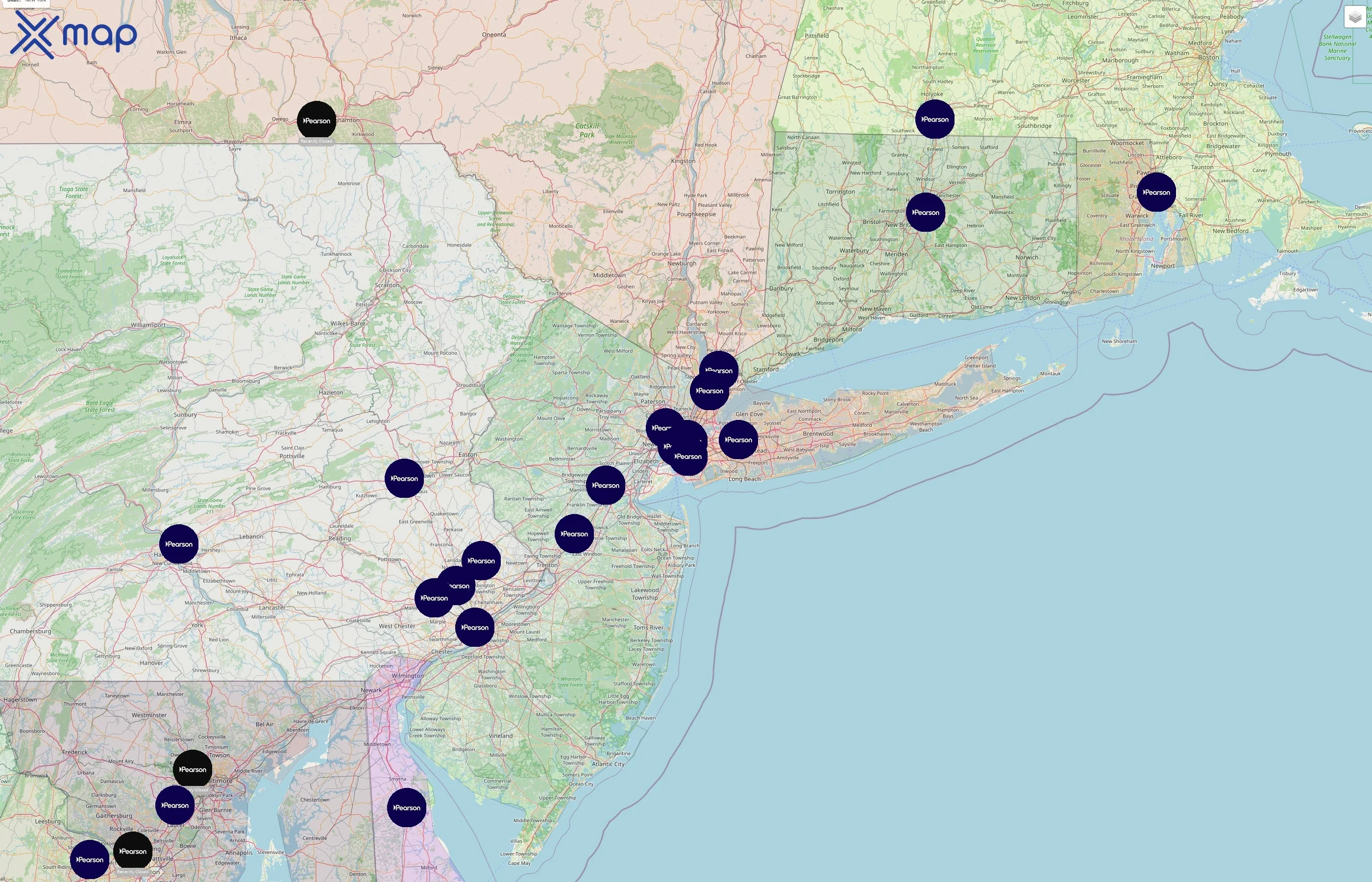Pearson VUE street hotspots