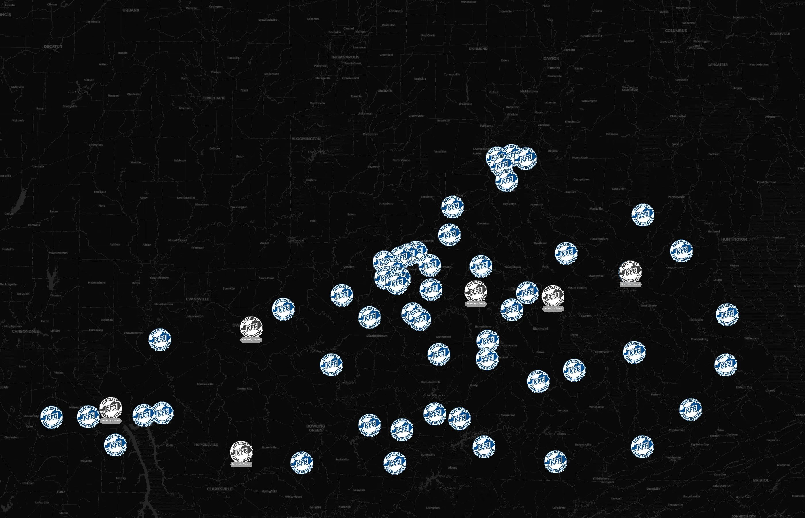 Kentucky Farm Bureau Insurance city distribution