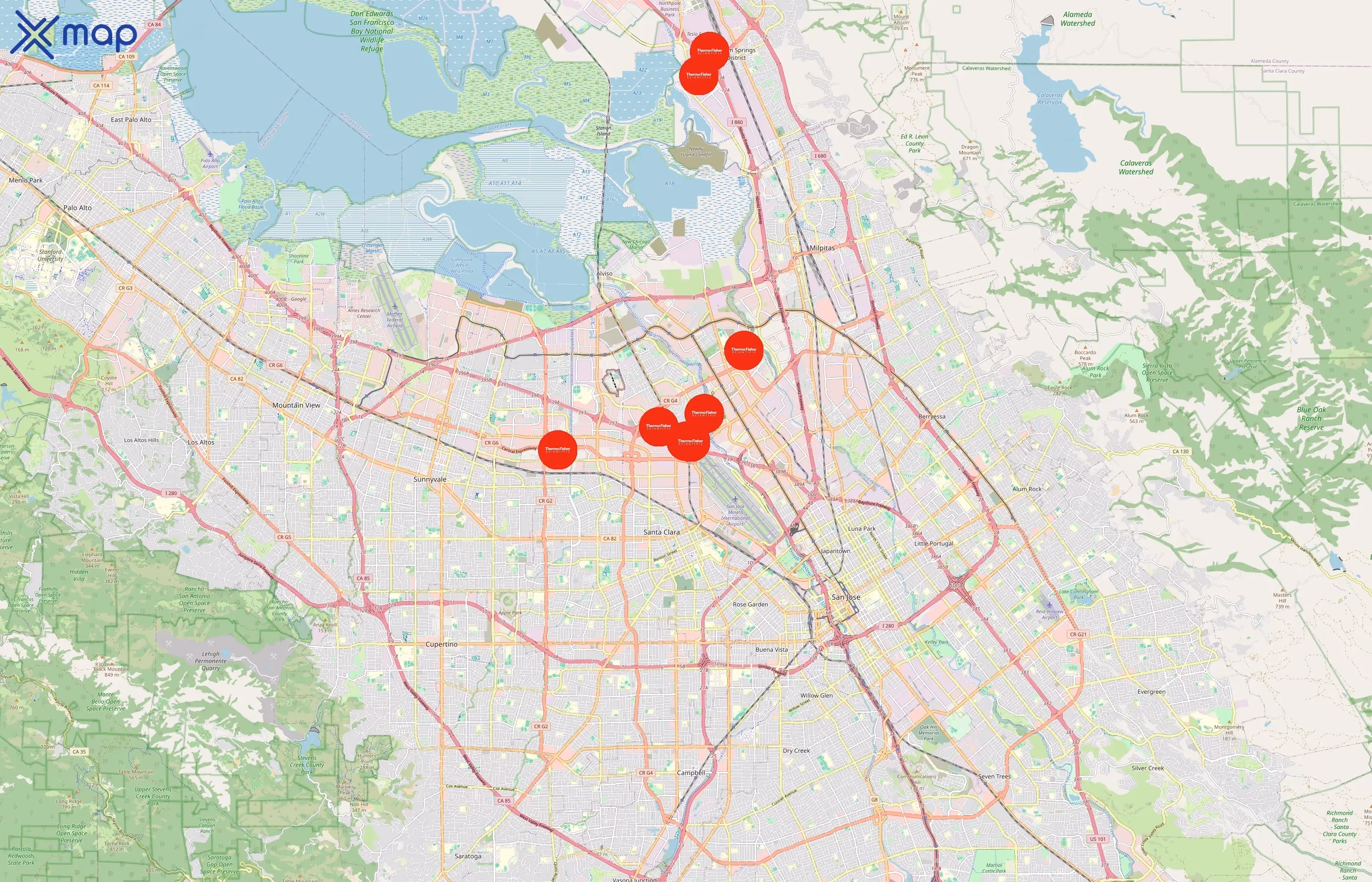 Thermo Fisher Scientific area coverage