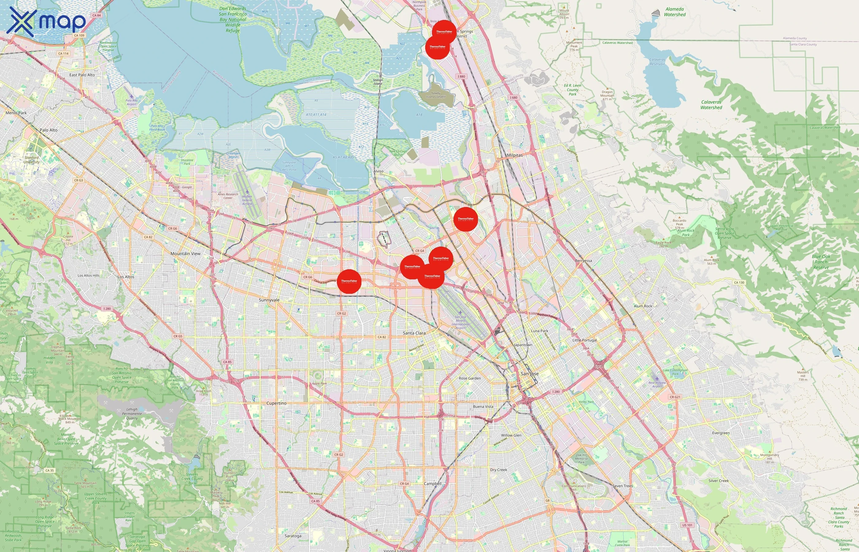 Thermo Fisher Scientific area coverage