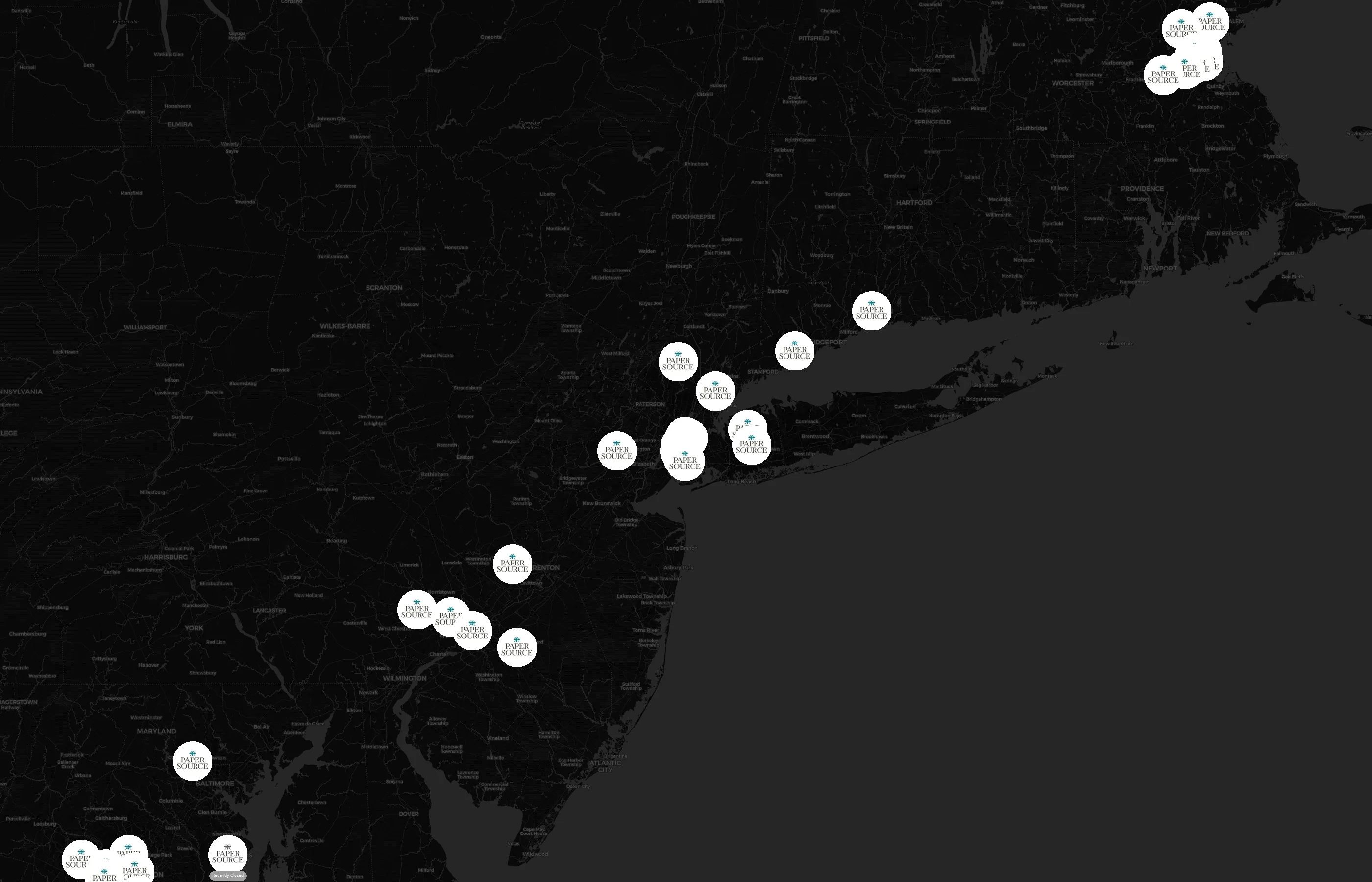 Paper Source city distribution