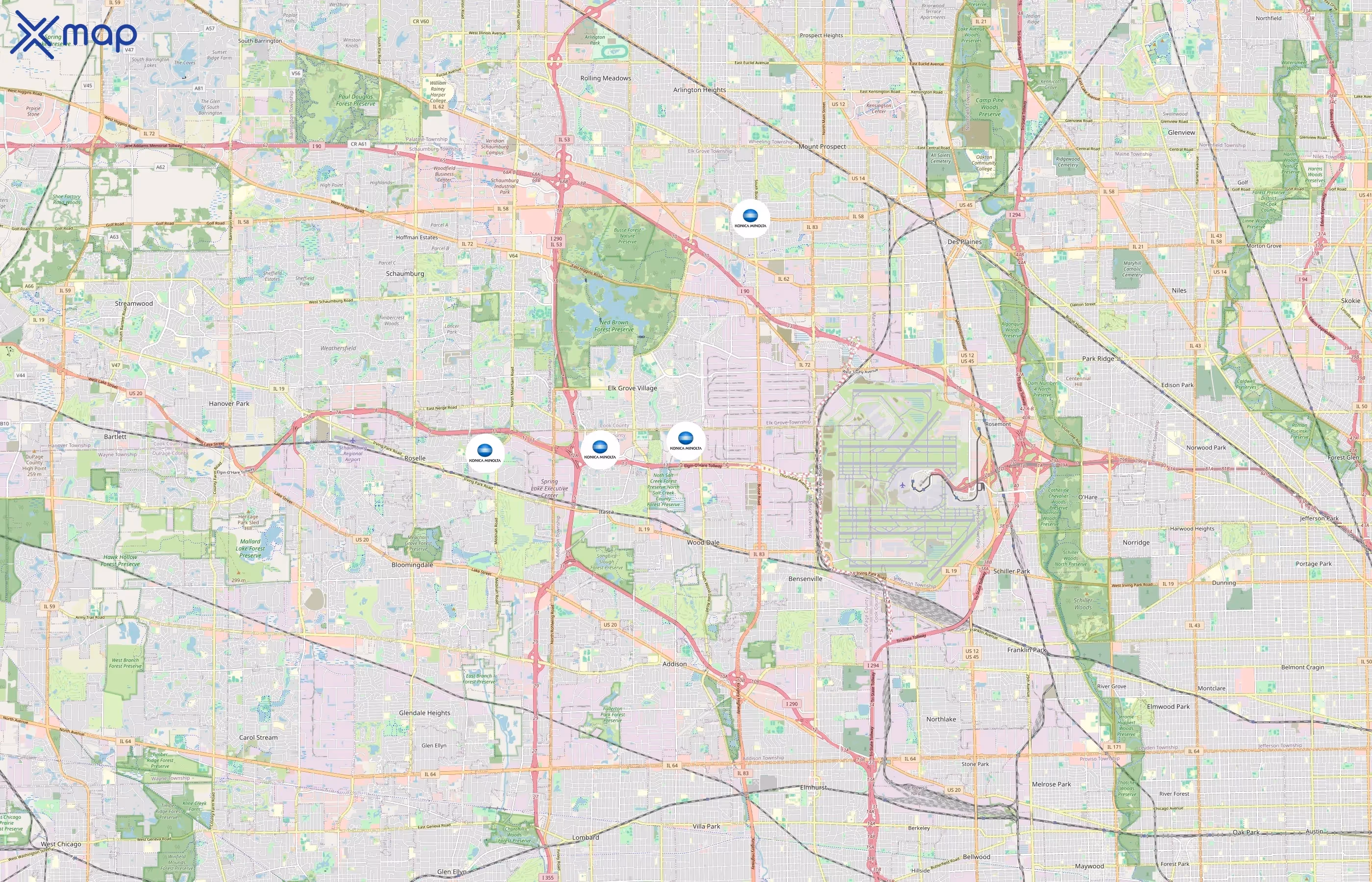 Konica Minolta Business Solutions area coverage