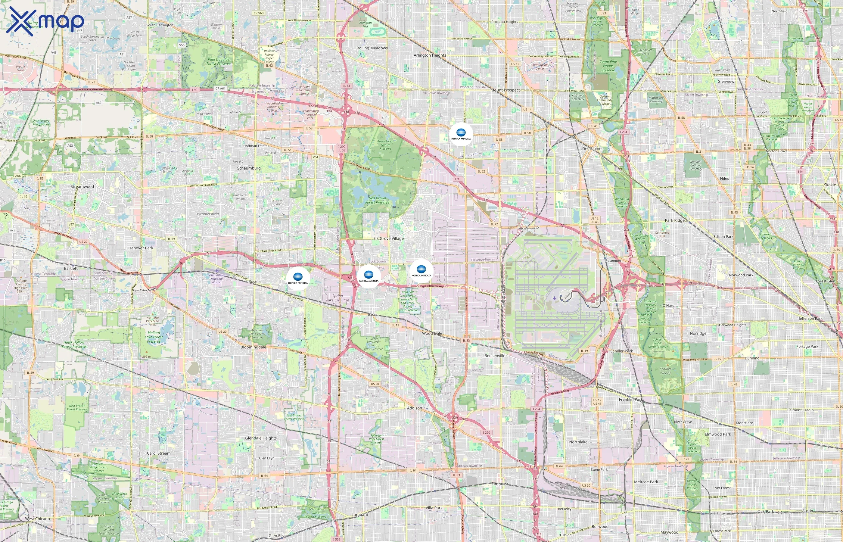 Konica Minolta Business Solutions area coverage