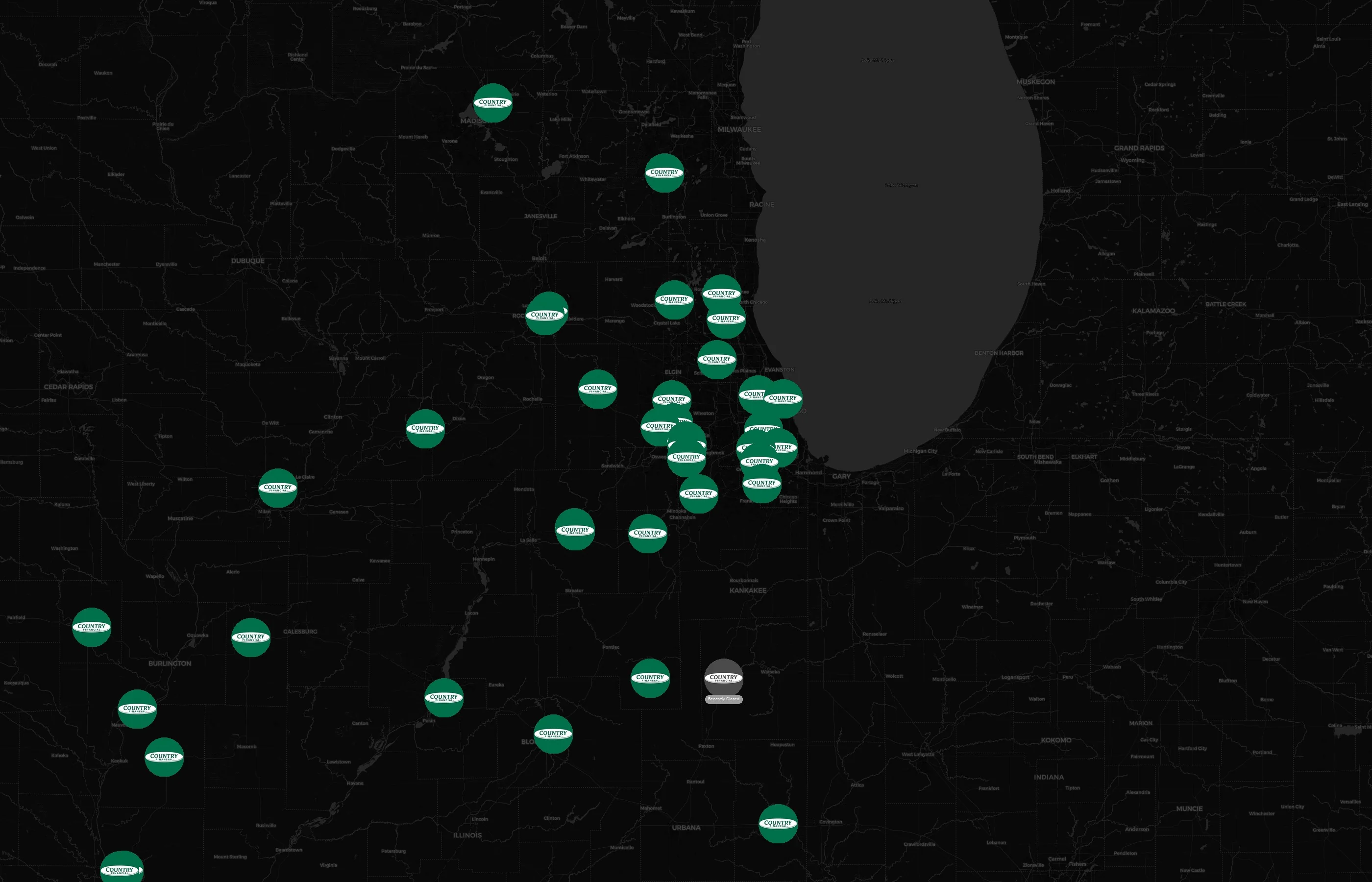 Country Financial city distribution