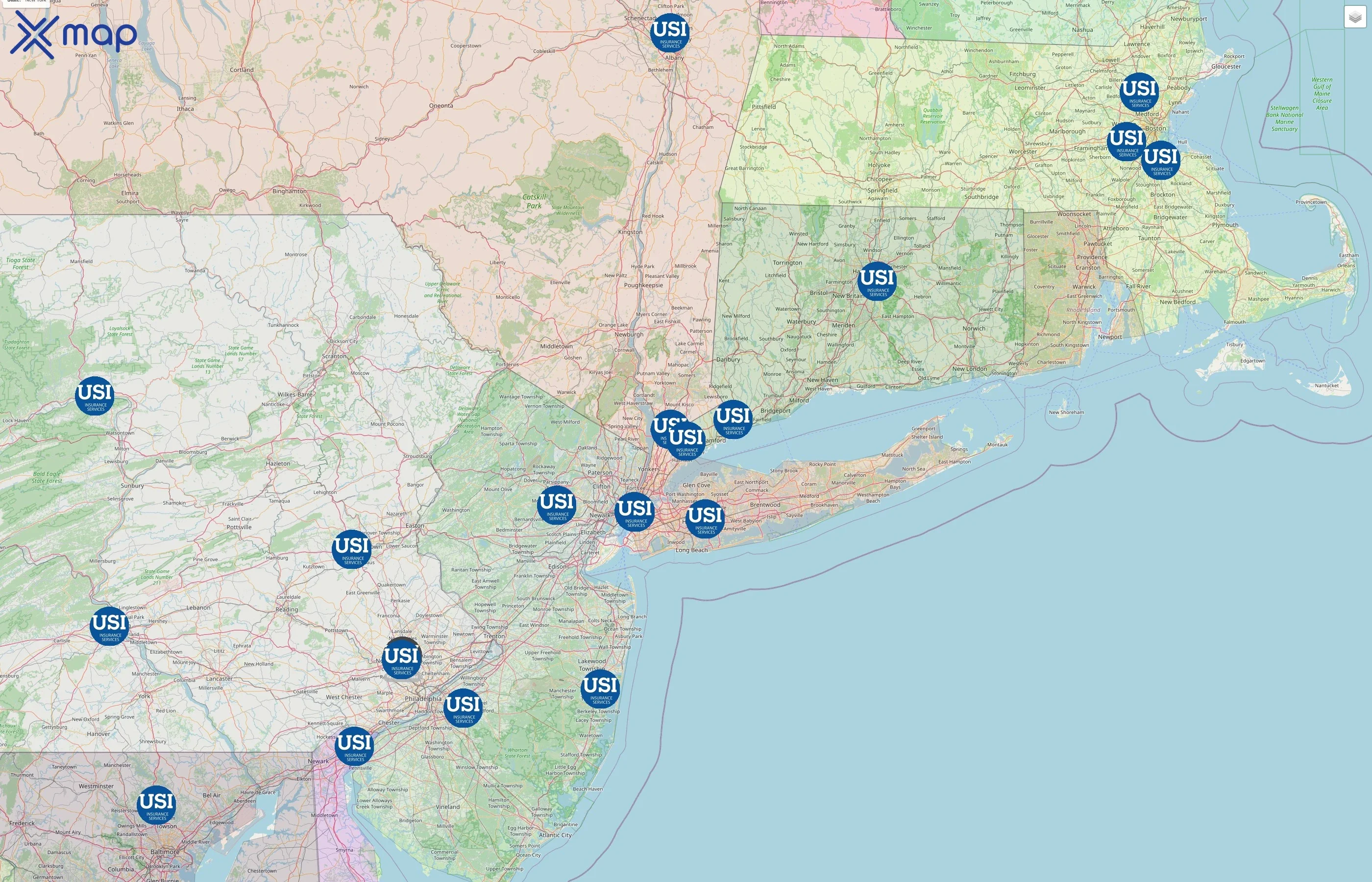 USI Insurance Services street hotspots