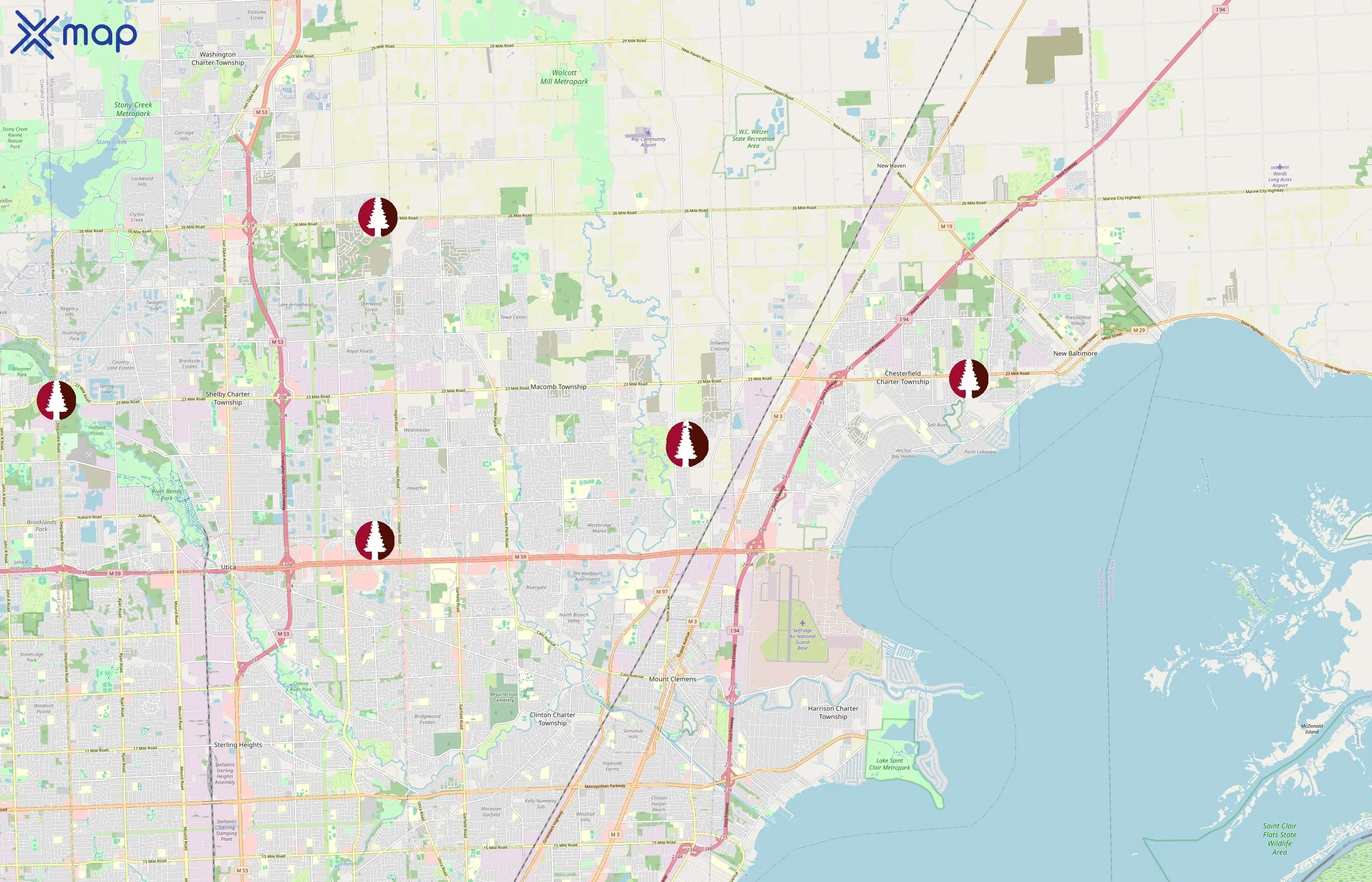 Redwood area coverage