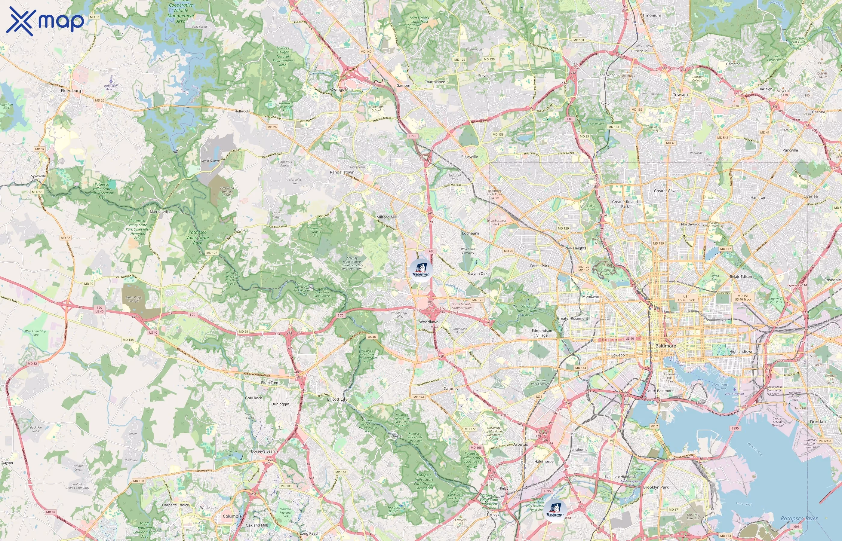 Tradesmen International area coverage