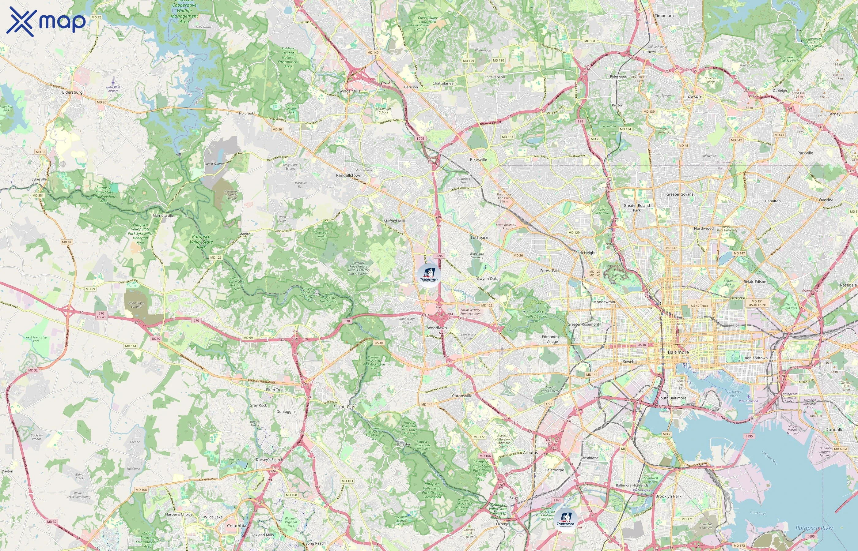 Tradesmen International area coverage