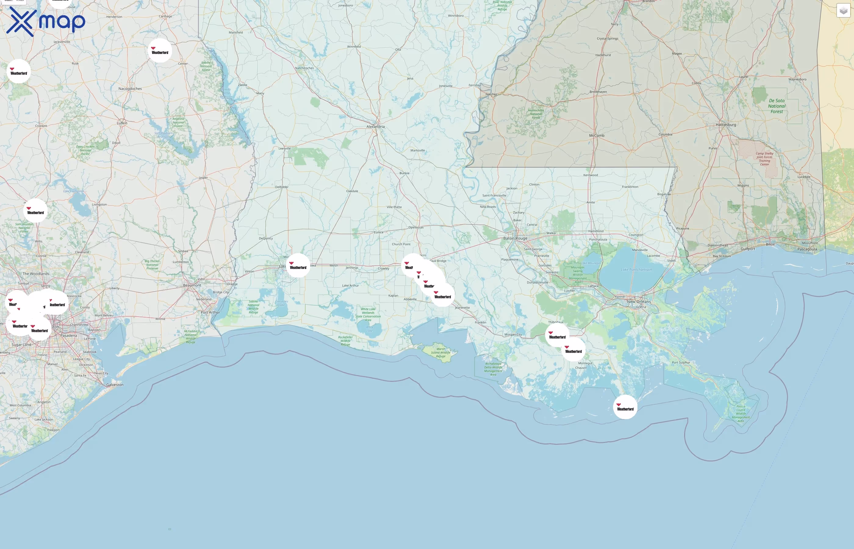 Weatherford International street hotspots