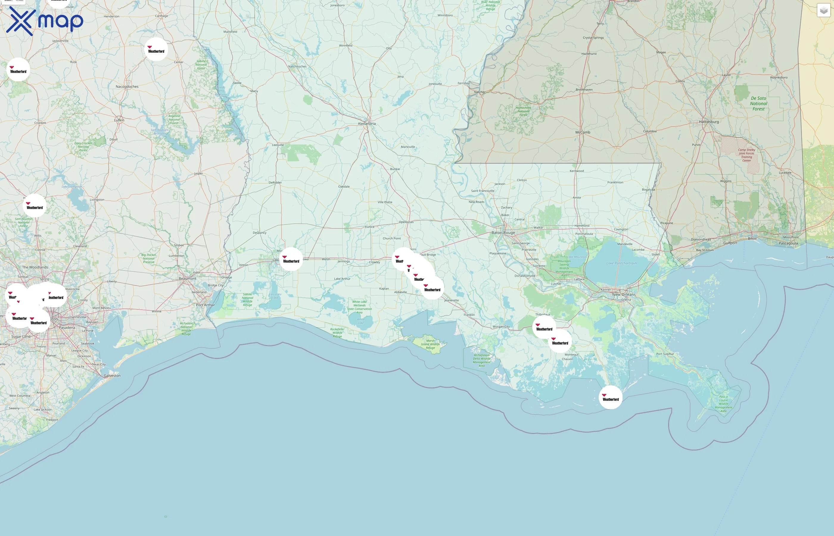 Weatherford International street hotspots