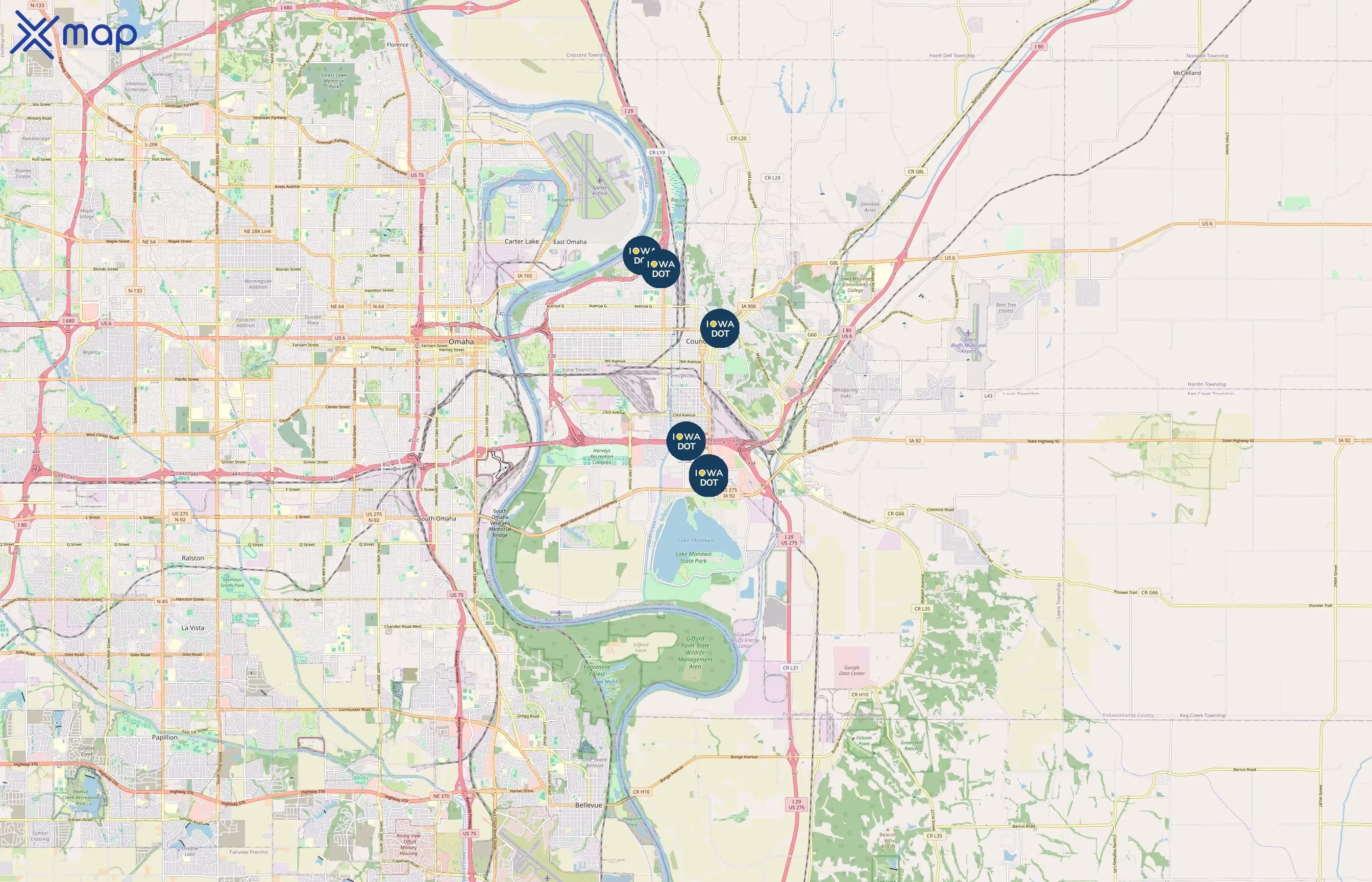 Iowa Department of Transportation area coverage