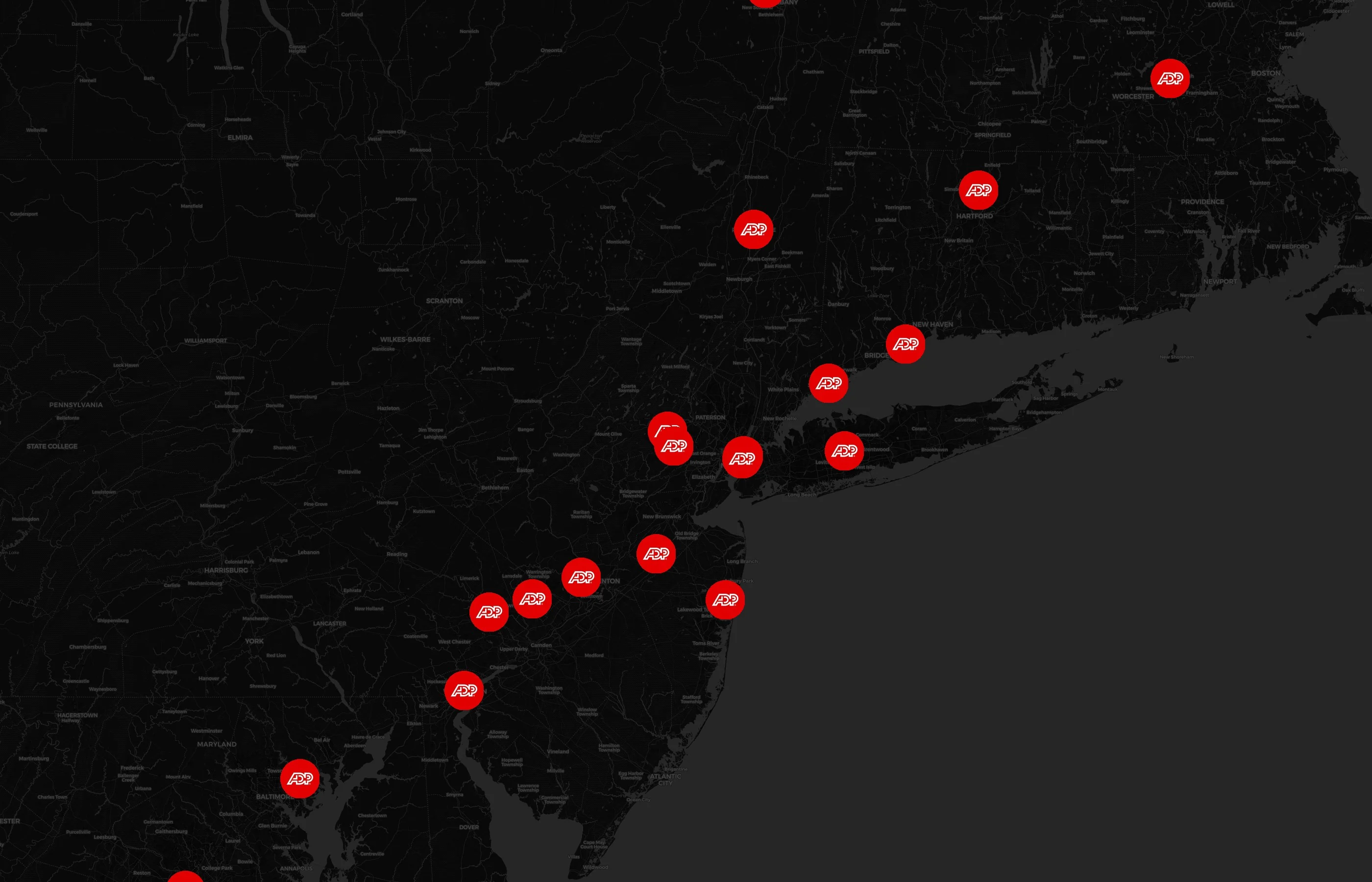 ADP city distribution