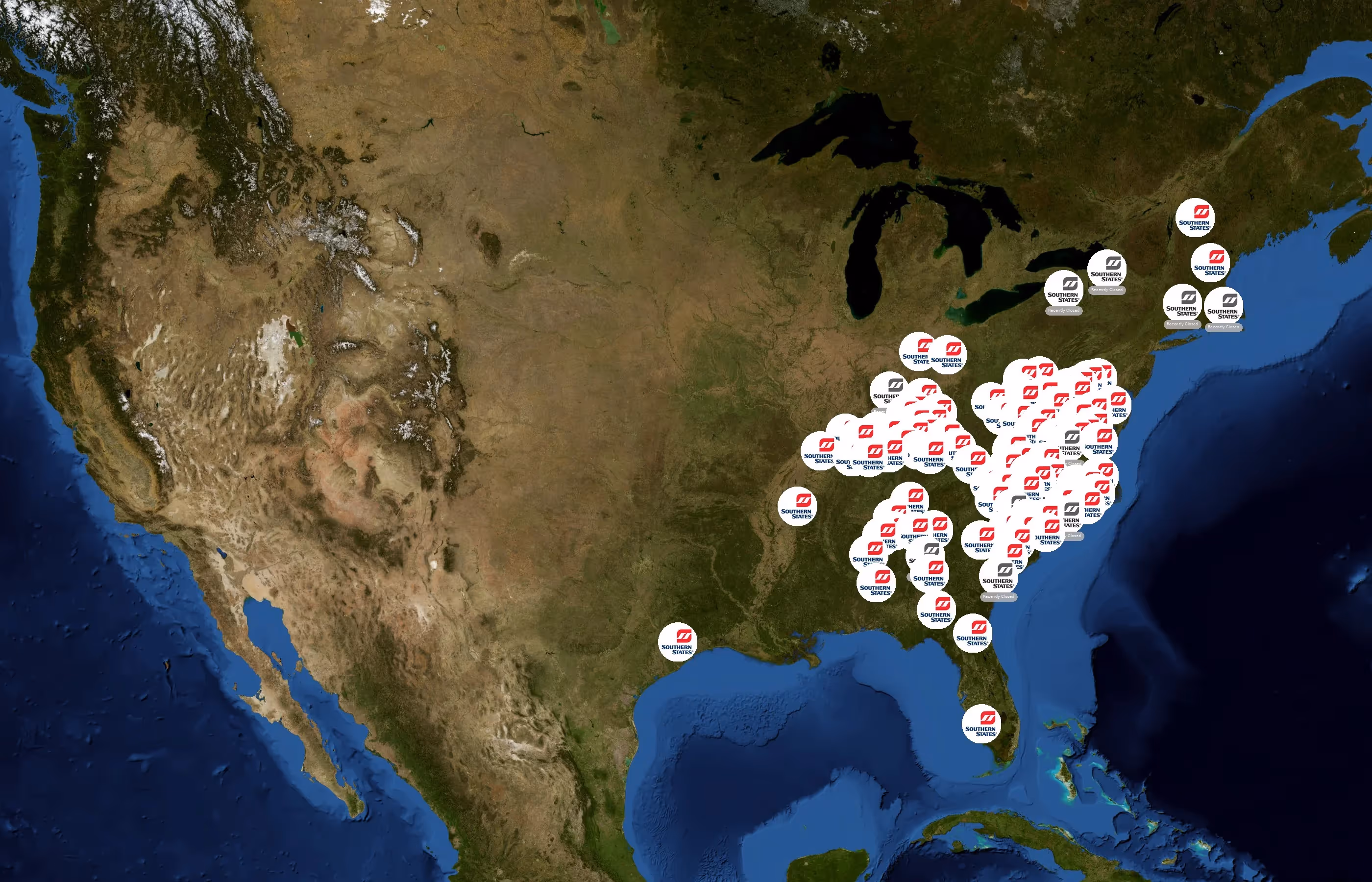Southern States Cooperative state distribution