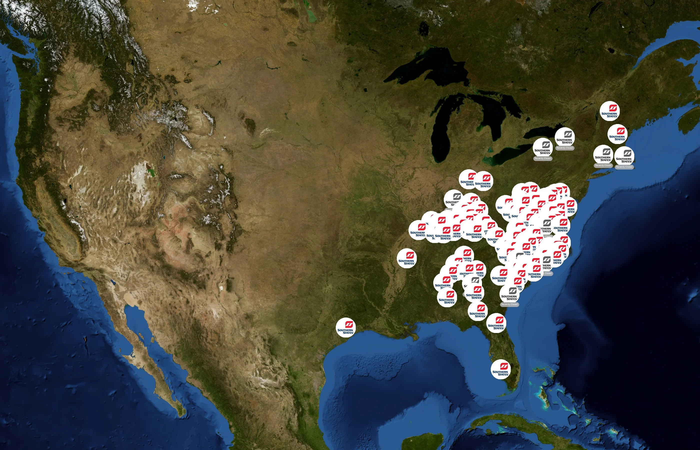 Southern States Cooperative state distribution