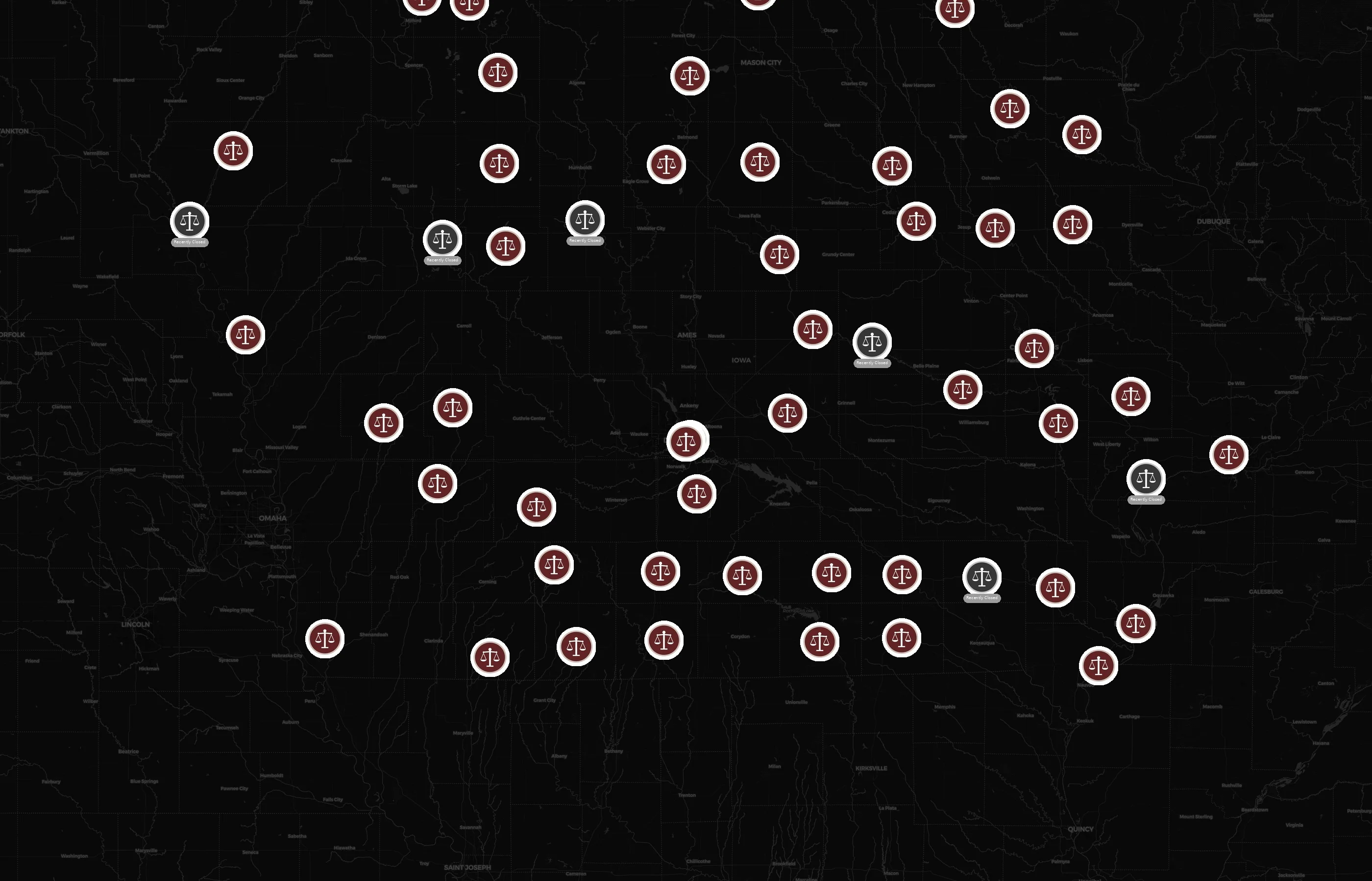 Iowa Judicial Branch city distribution