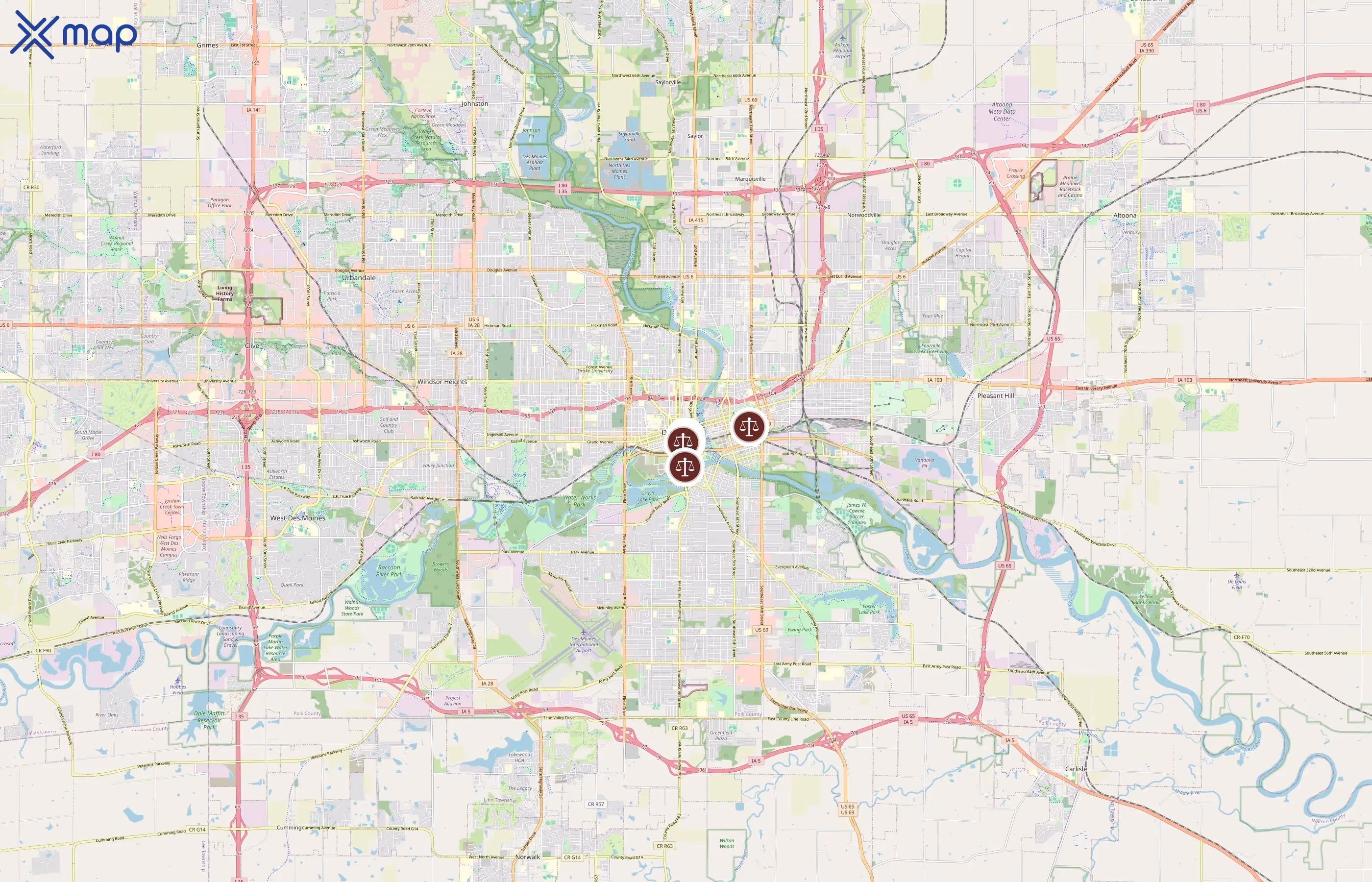 Iowa Judicial Branch area coverage