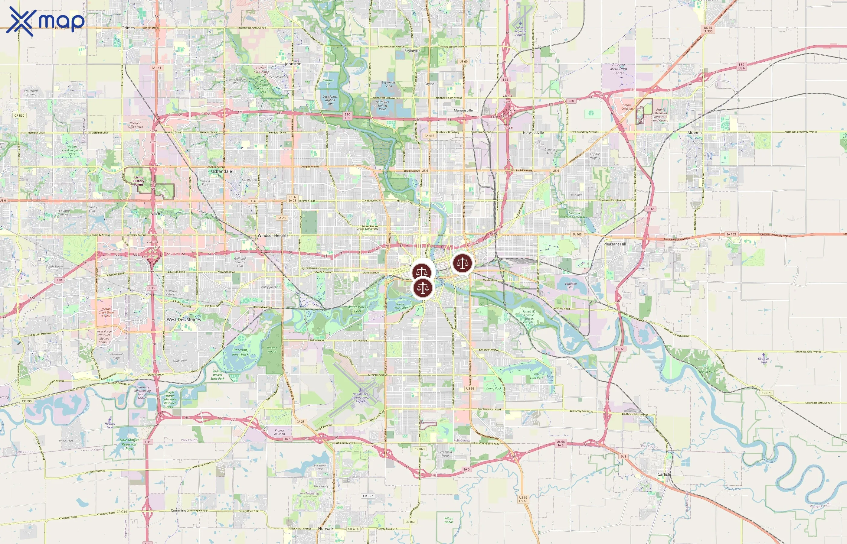 Iowa Judicial Branch area coverage